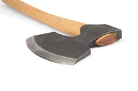 The GRF Gransfors Bruk Broad Axe, featuring a hand-forged blade and wooden handle, ideal for timber work, is displayed against a white background.