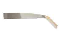 The MARU Japanese Timber Saw Temagari Nokogiri features a curved metal blade and straight wooden handle, perfect for woodworking and cutting large timbers, shown isolated on a white background.