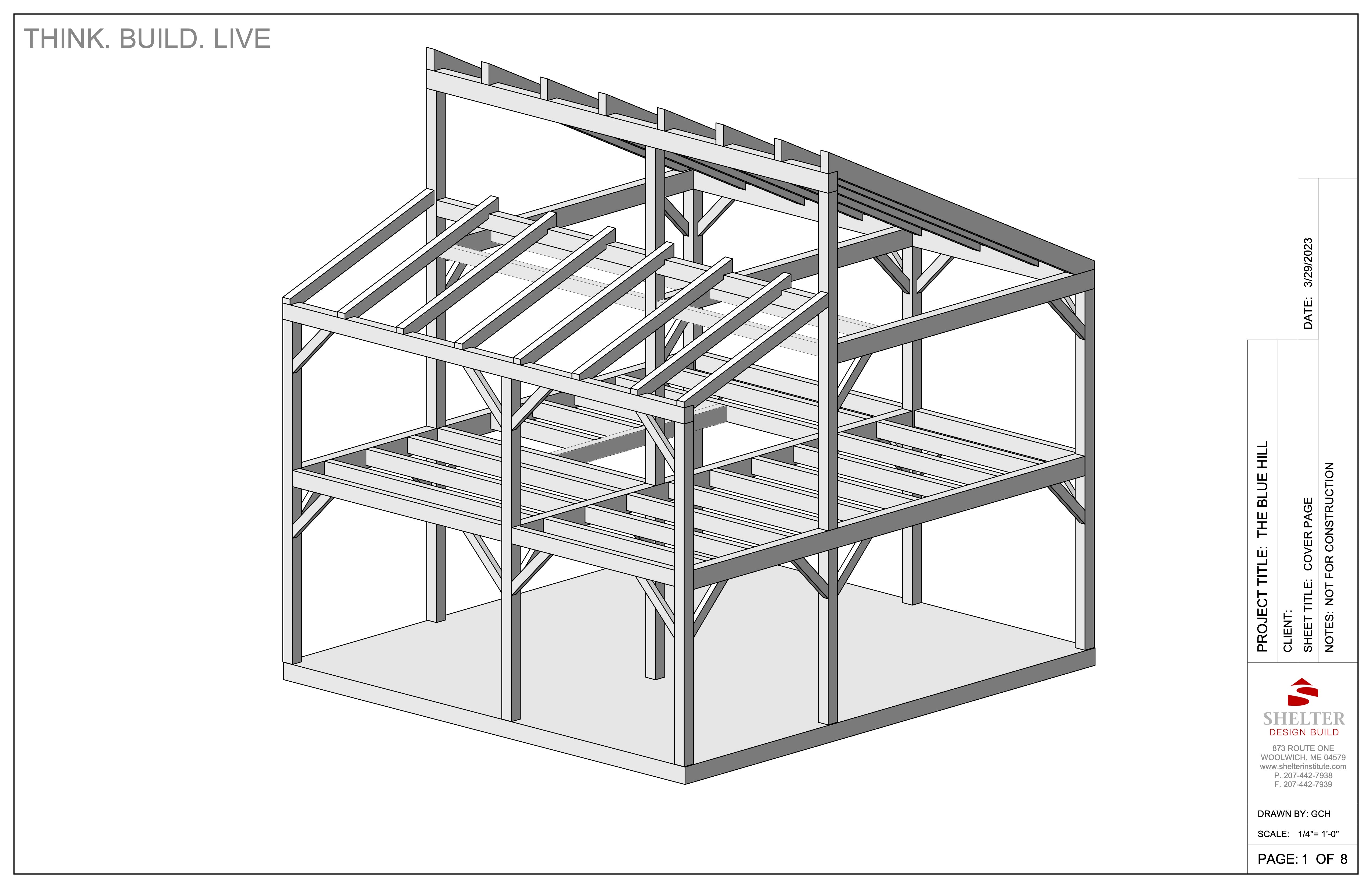 The Blue Hill: Timber Frame Cut Sheet Package 28x30 Clerestory