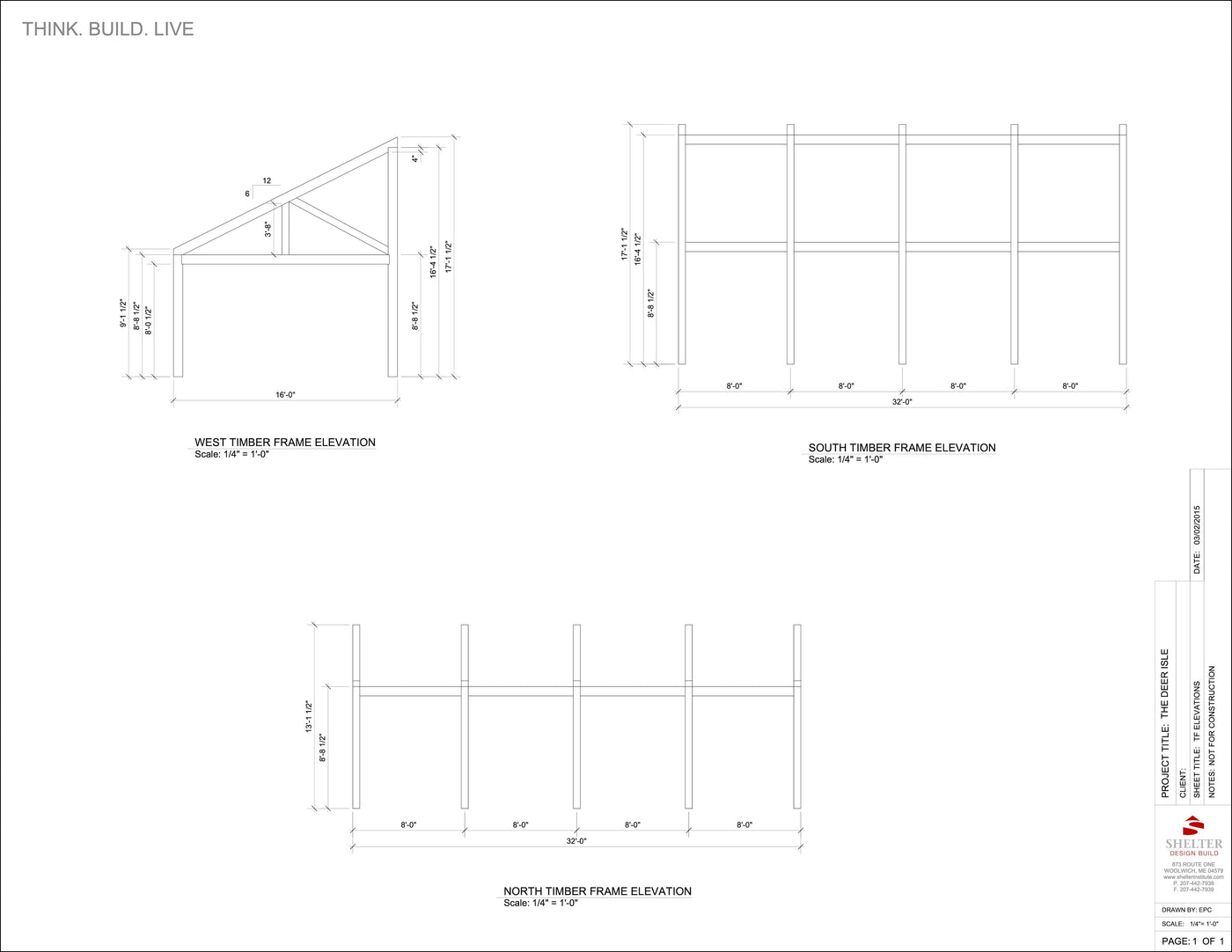The Deer Isle: Timber Frame Cut Sheet Package 16x32 Shed
