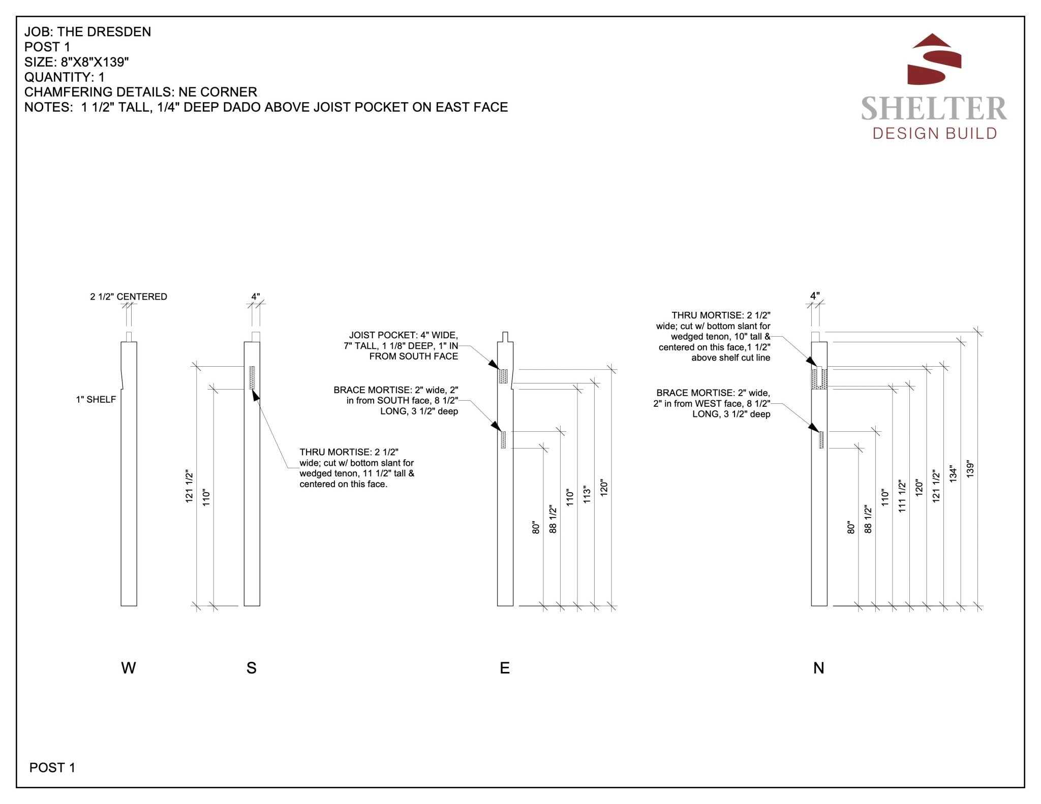 The Dresden 24x48: Timber Frame Plan & Cut Sheet Package Cut Sheets - Shelter Institute