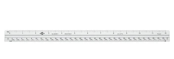 The Alvin Aluminum Architect Scale is a professional-grade ruler crafted from anodized aluminum, with black measurement markings for both inch and centimeter scales, displayed against a plain white background.