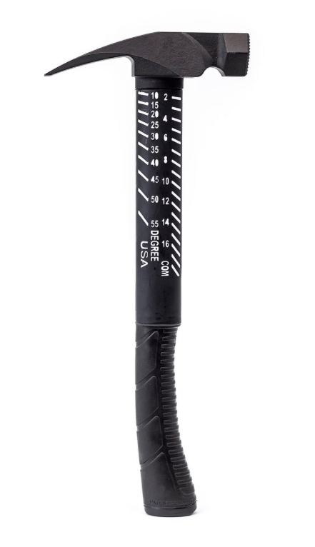 The BHC Boss Hammer THE BEAST is a black Cerakote steel hammer with a flat head, pointed claw, and poly-fiberglass handle marked with 0–16 inch measurement lines, labeled 16 DEGREE USA.