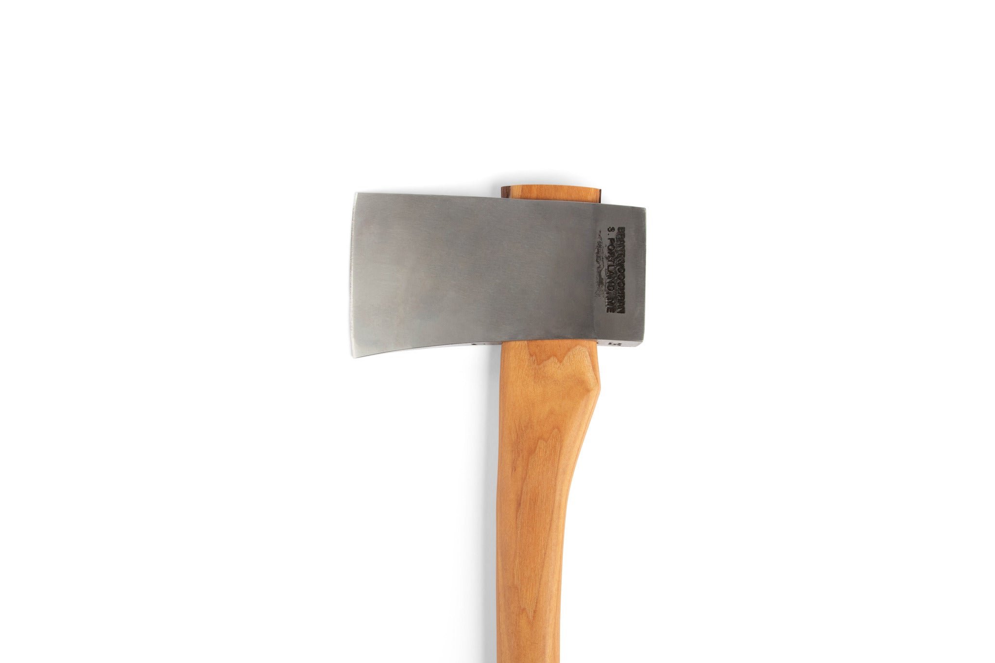 The Brant & Cochran Acadian Half Wedge Axe by BNC features a steel half wedge blade and a light brown hickory handle, shown on a plain white background.