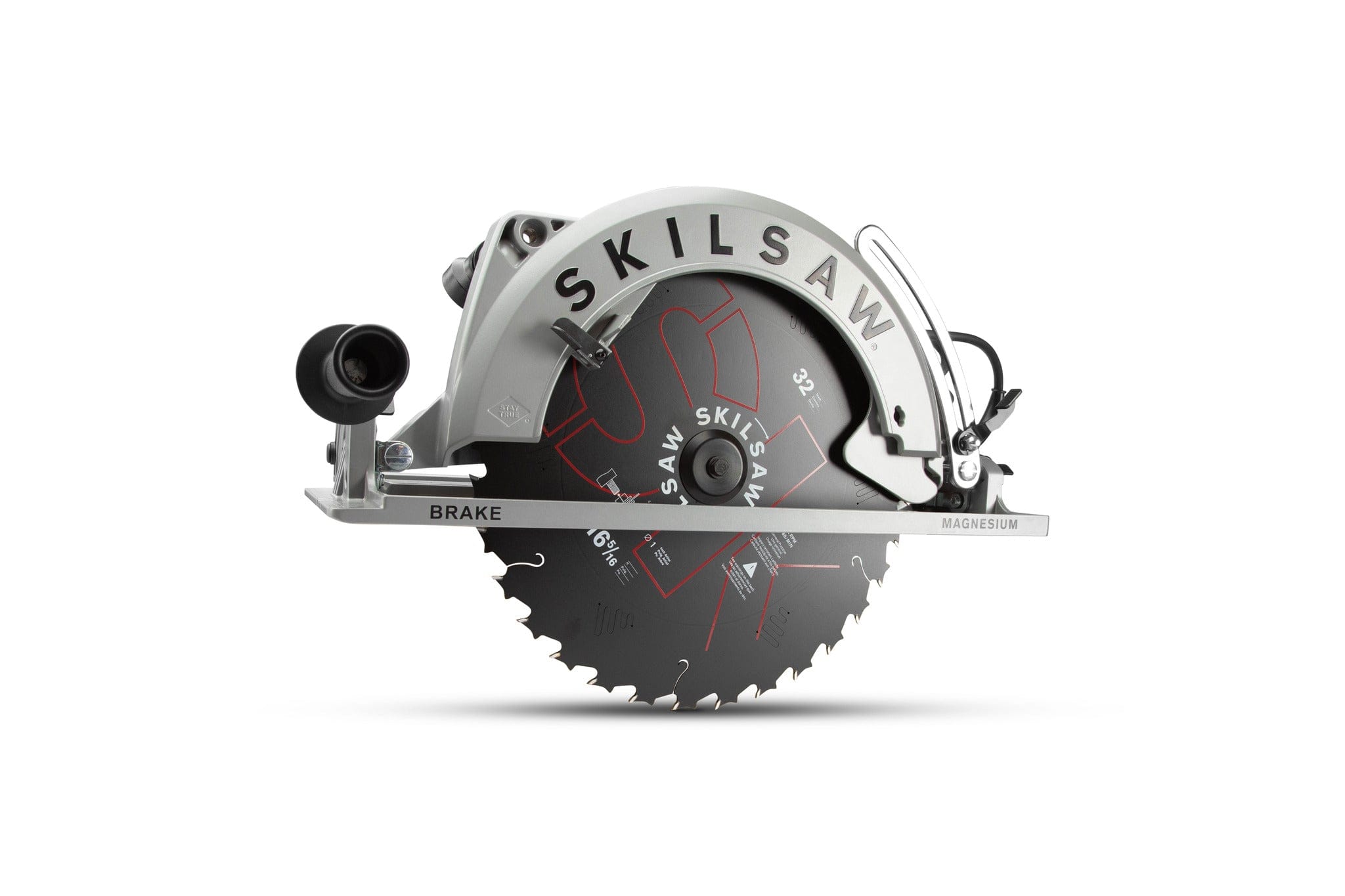 A CHV Skilsaw Circular Saw 16-5/16-in Worm Drive with a silver body, black handle, and visible serrated blade features red and white graphics and SKILSAW prominently displayed on the blade guard.