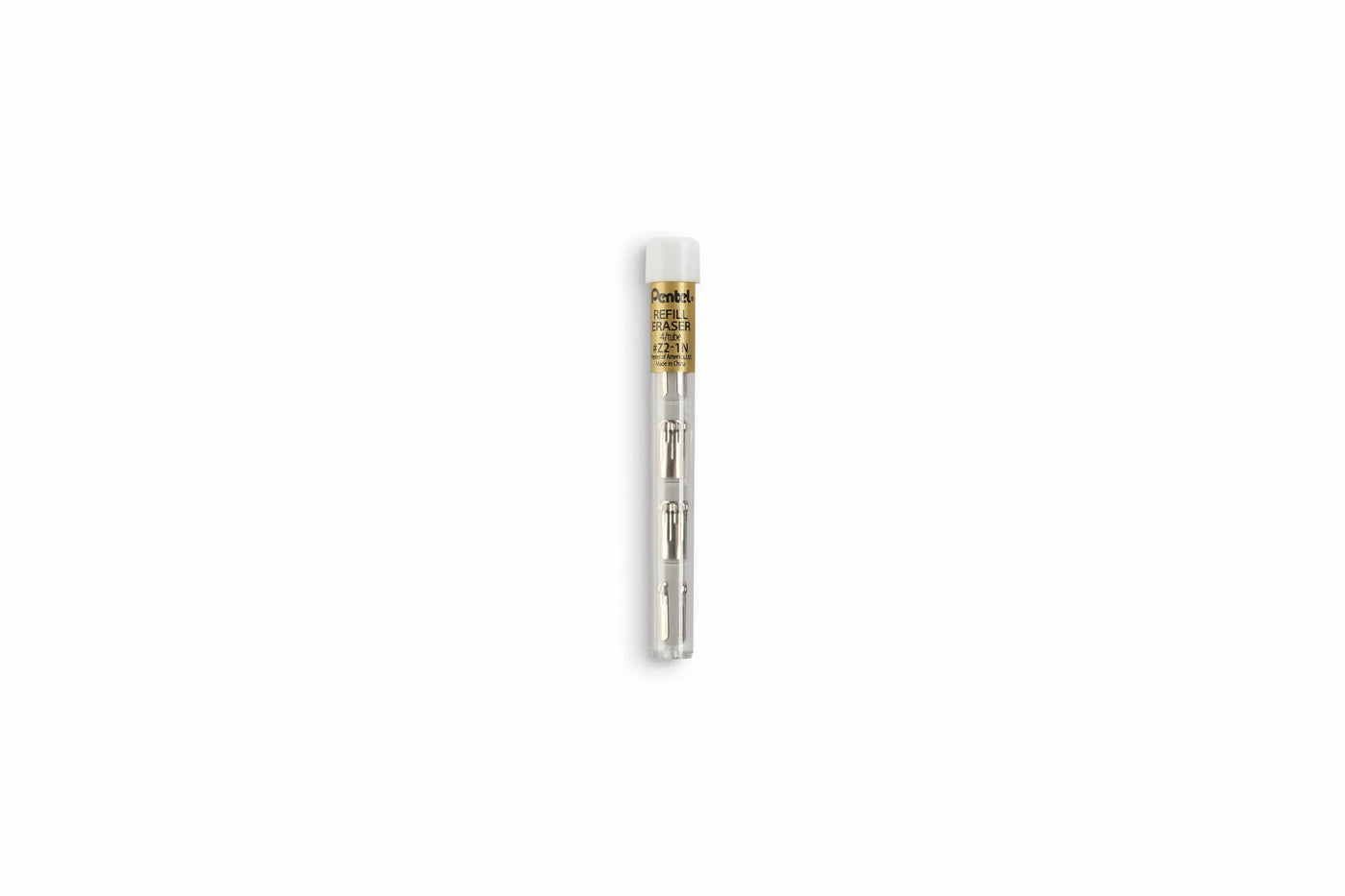A transparent plastic holder containing a single gold-colored lead refill for the GraphGear 500 Mechanical Pencil by Dick Blick, ideal for drafting and labeled.