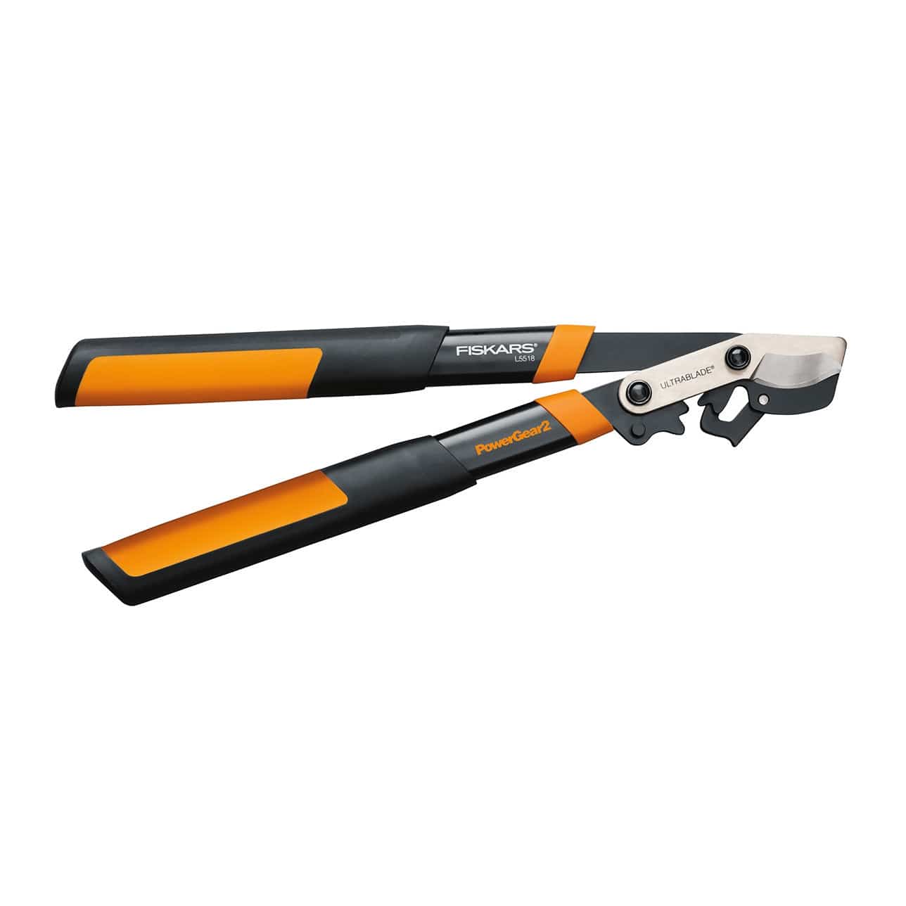 The orange and black FIS PowerGear2 Lopper boasts a bypass mechanism for enhanced cutting power and ergonomic handles for user comfort.