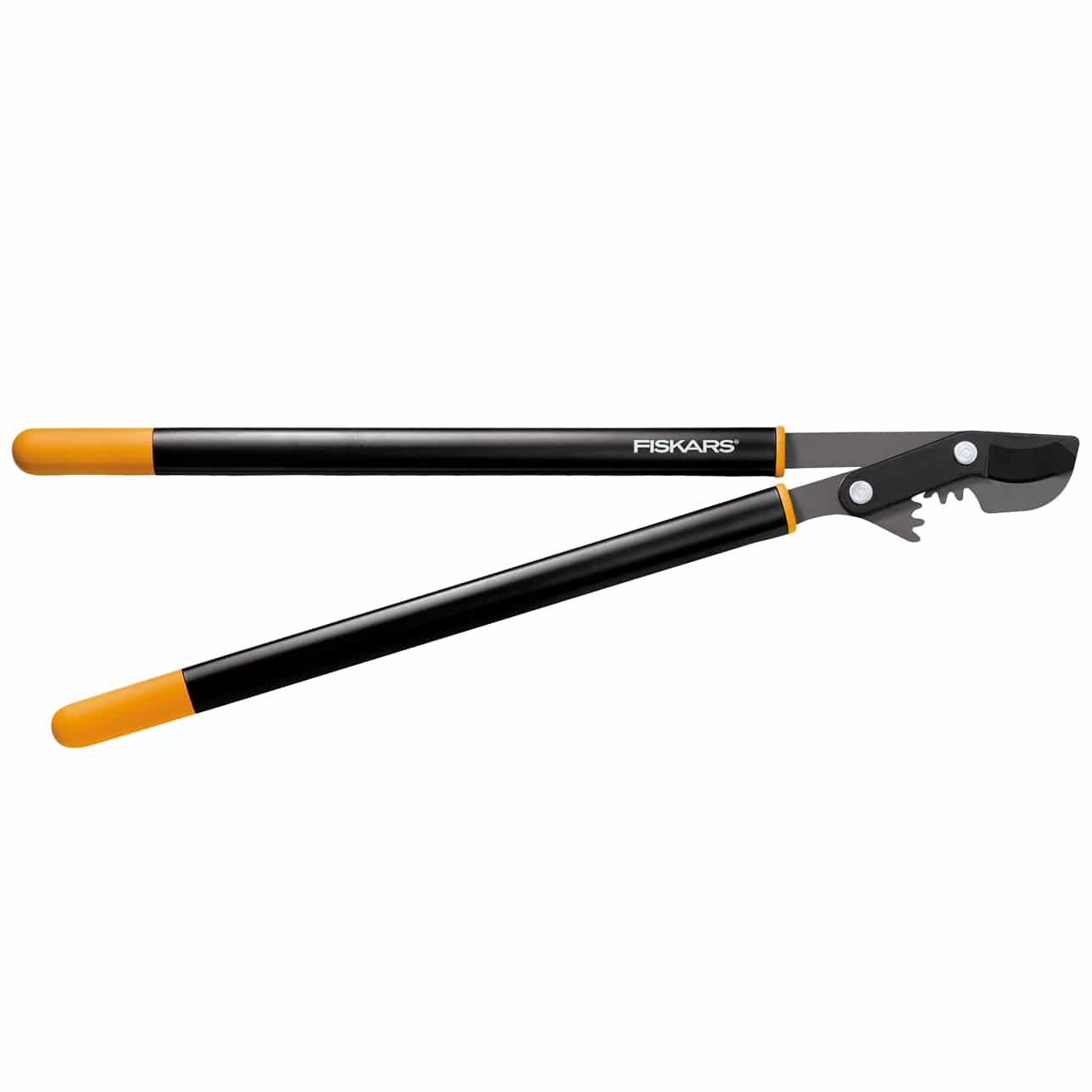 The FIS PowerGear2 Lopper offers enhanced cutting power with black handles and orange grips, ideal for branch slicing. Its ergonomic design ensures comfort and precision.