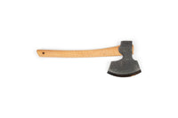 The GRF Gransfors Bruk Broad Axe features a hand-forged, wide flat blade and a curved wooden handle, perfect for timber work, pictured on a white background.