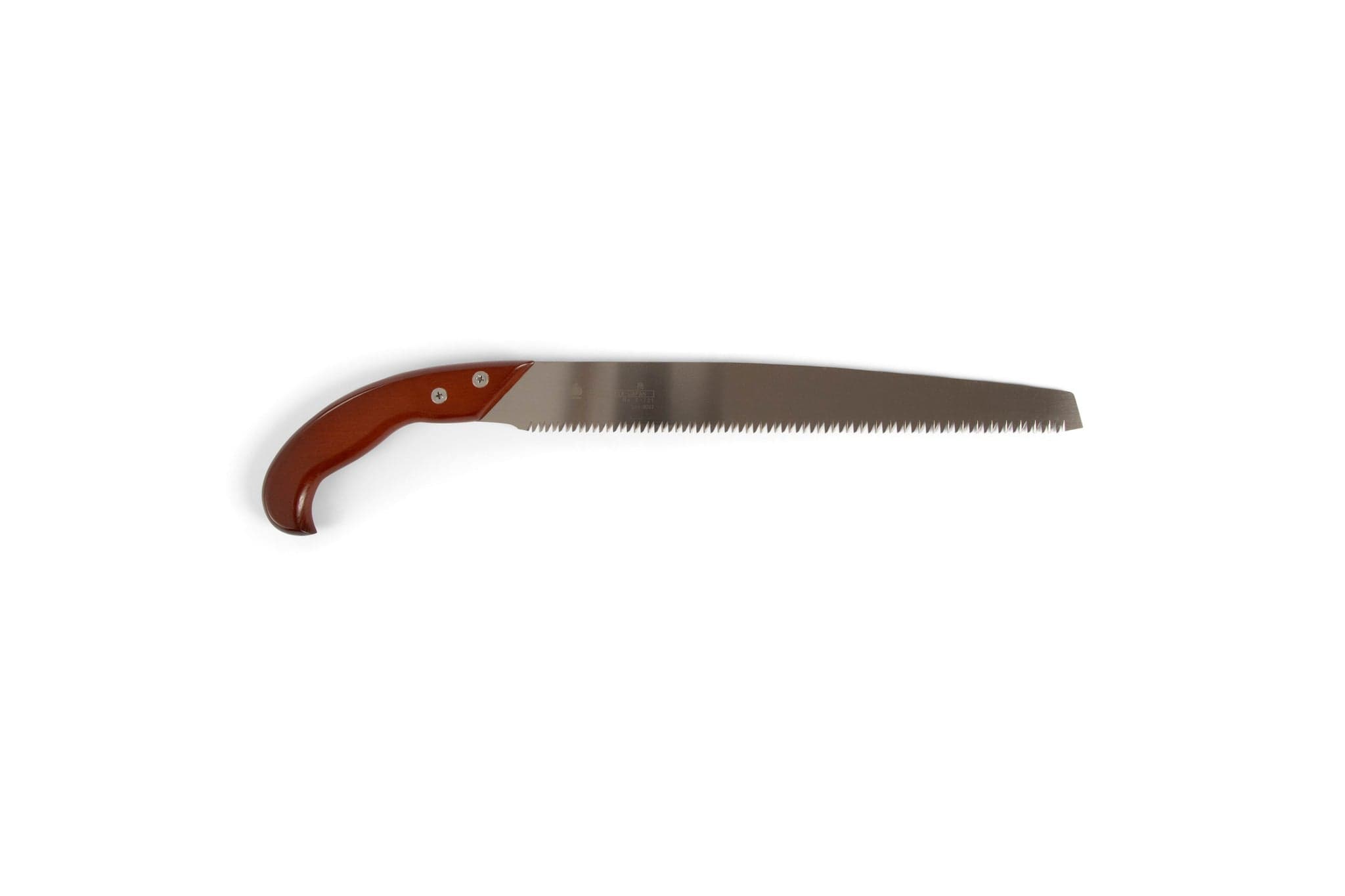 The Gyokucho KOBIKI 330MM hand saw by Gyokucho features a curved wood handle and a long, straight SK steel blade with fine teeth, shown on a white background.