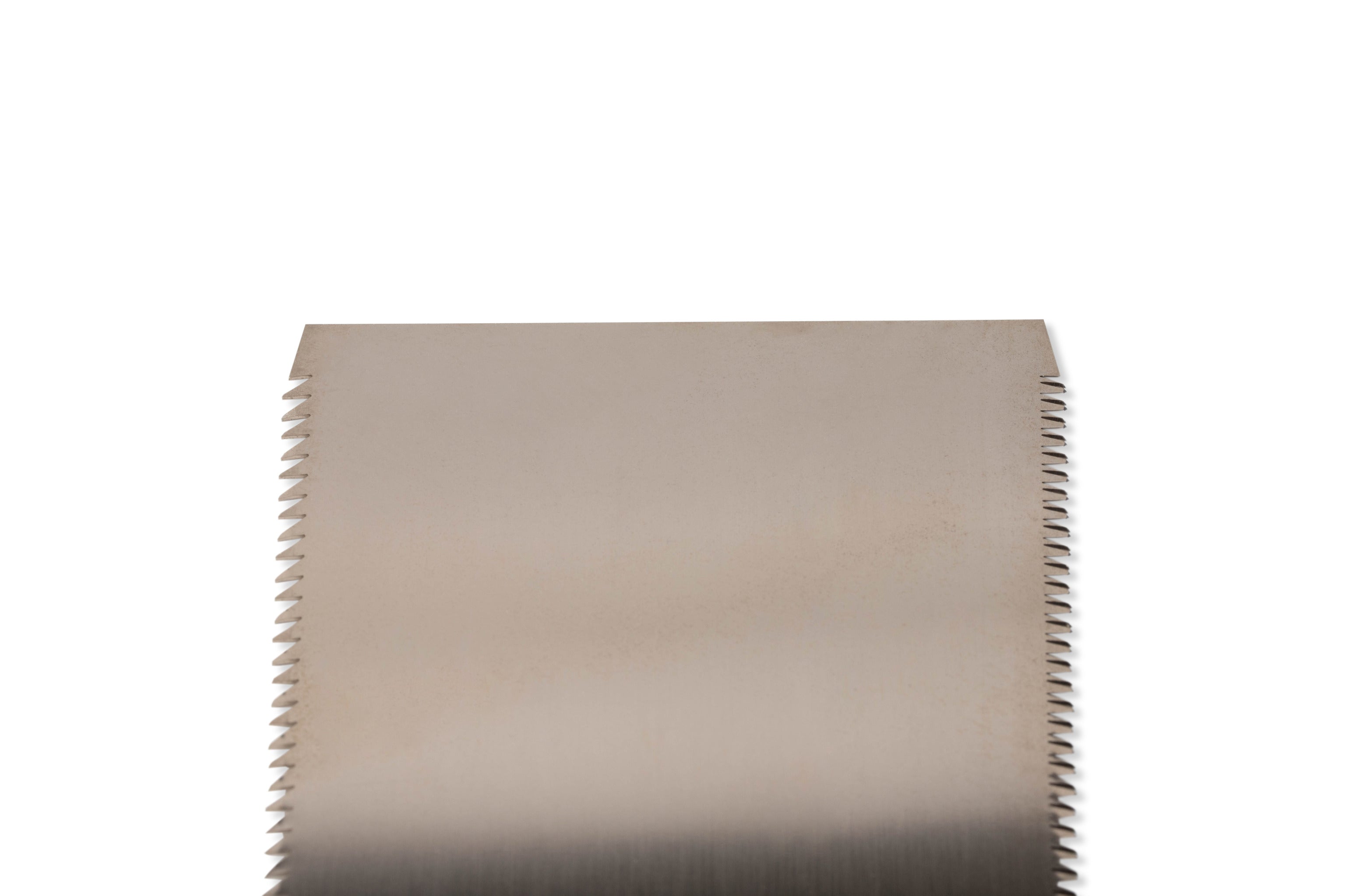 Close-up of a Gyokucho Ryoba Japanese Handsaw, a rectangular metal woodworking tool with zigzag serrated edges on both sides, photographed against a white background.