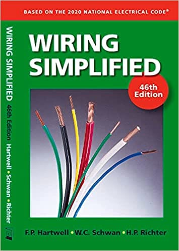 The cover of Wiring Simplified 46th Edition by Independent Publishers Group shows color-coded wires on green with a red edition badge—making it an essential companion to Practical Electrical Wiring.