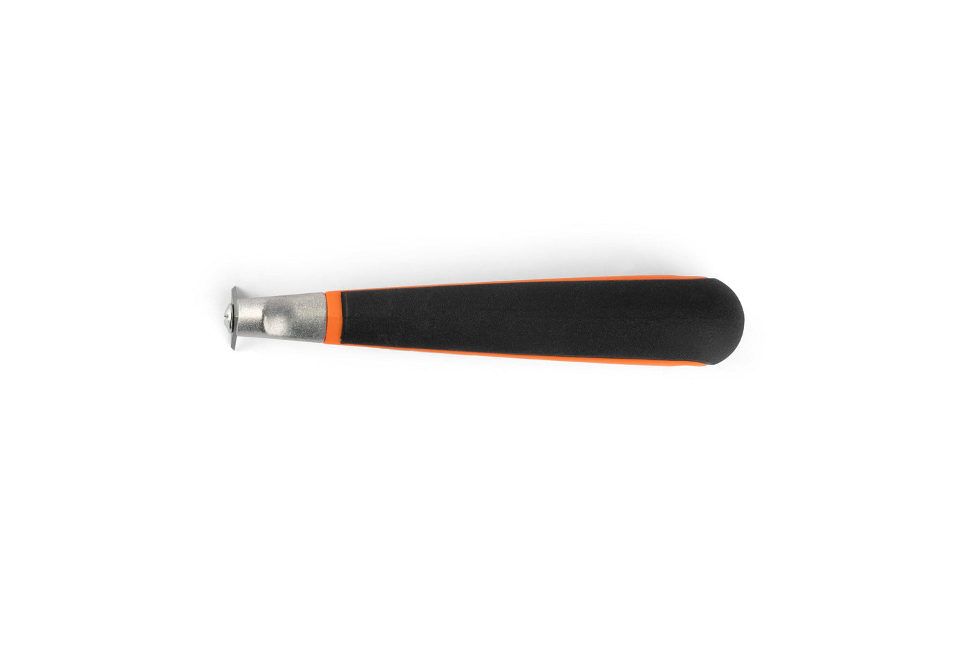 The JHW Bahco Ergo Scraper 625 features a black and orange handle with a metal cap, resembling a tool for triangular blade insertion, set against a white background.