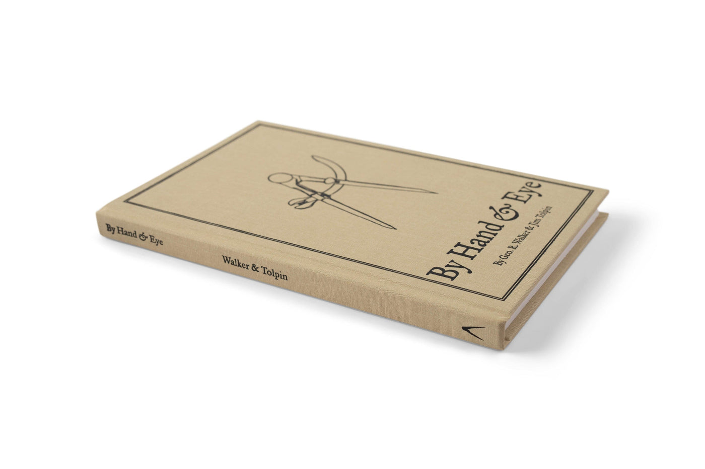 The LAP hardcover book By Hand & Eye focuses on woodworking design and proportion. It features a tan cover with a simple compass line drawing and black text, shown angled on a white background.