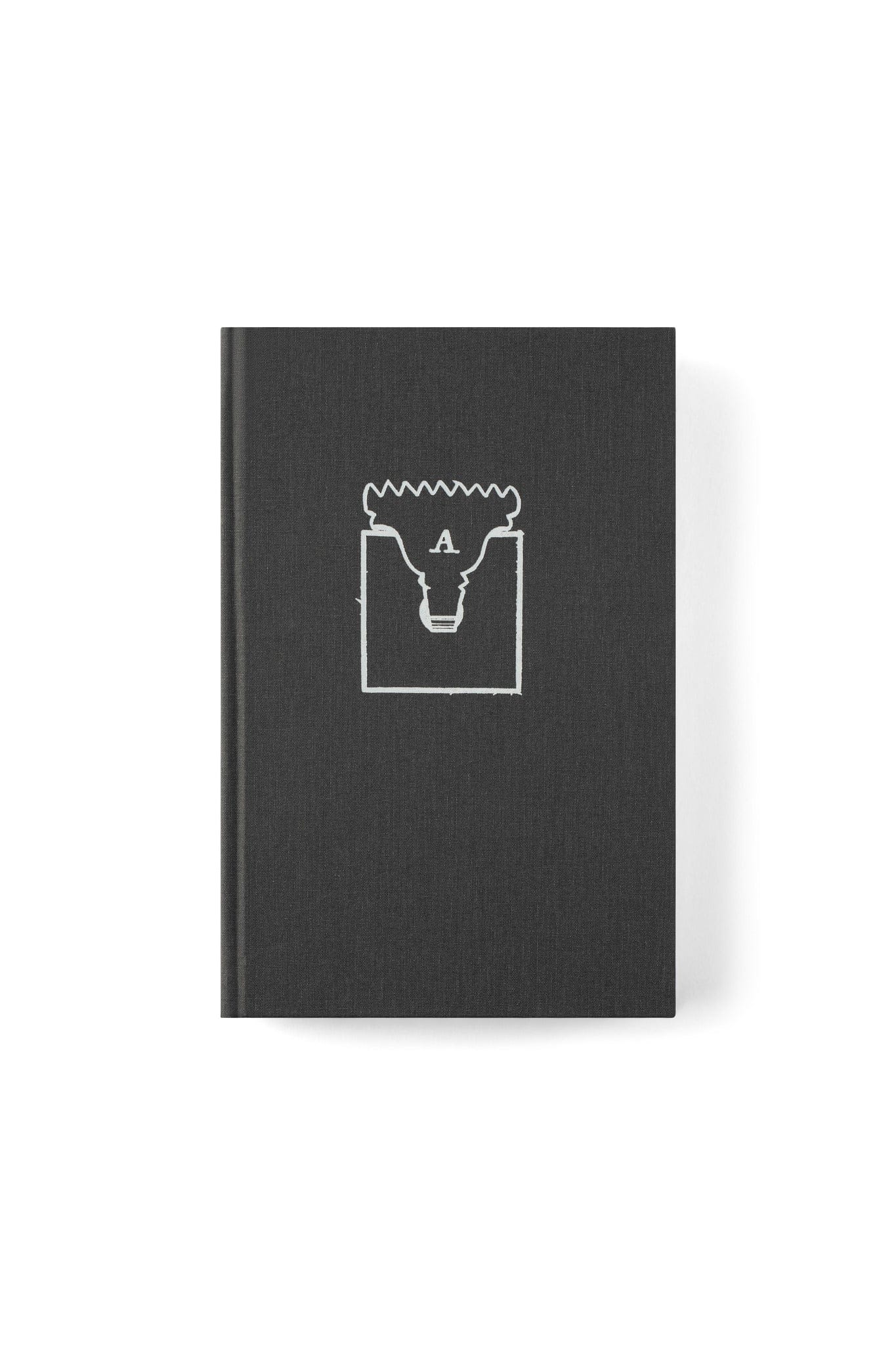 A black hardcover of The Anarchists Workbench by LAP features a minimalist white line drawing of a person gazing at a zigzag shape with an A in the center, evoking traditional joinery, on a plain white background.