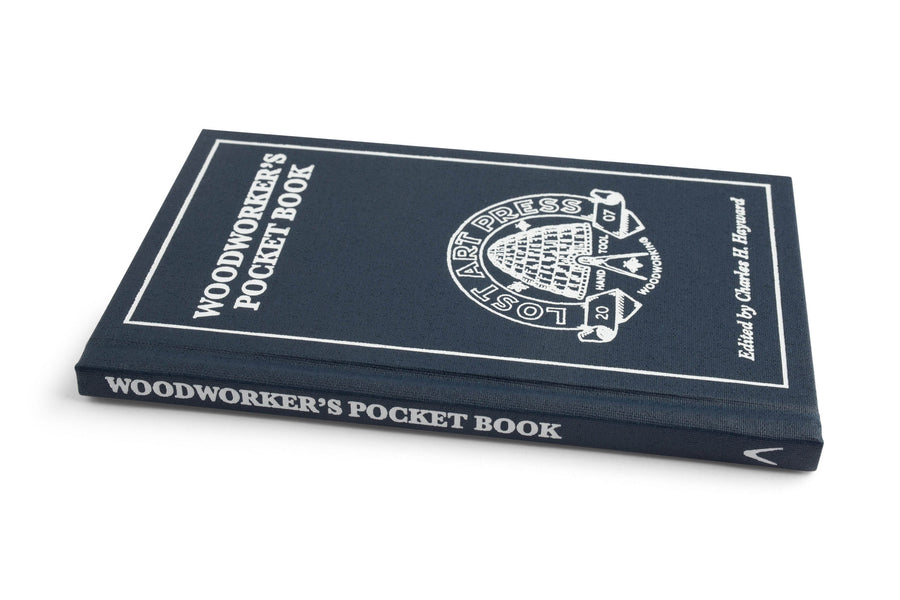 The Woodworker’s Pocket Book by LAP is a hardcover book with a navy blue cover and white text, edited by Charles H. Hayward, offering timeless woodworking guidance for hand-tool enthusiasts.
