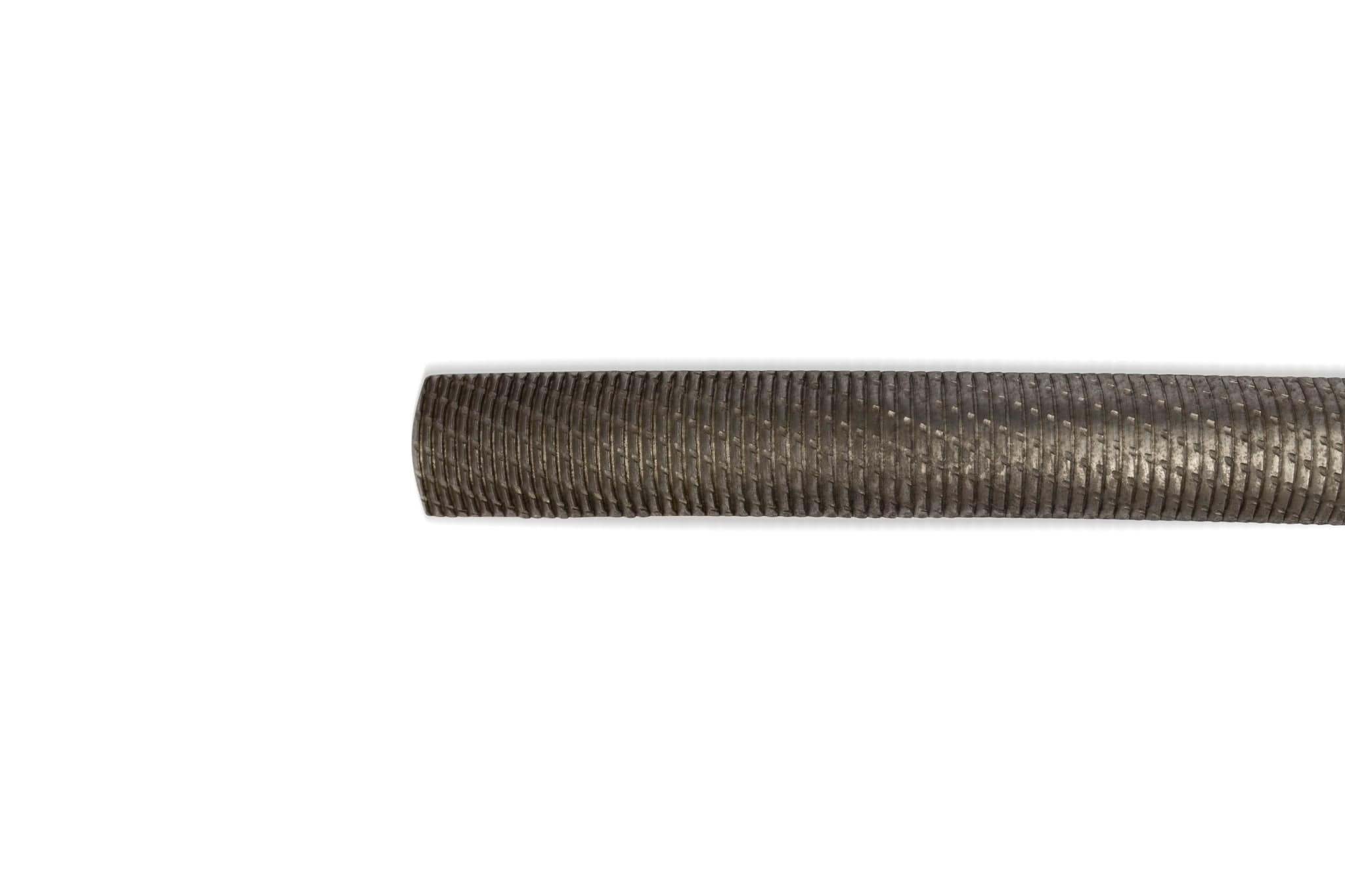 A close-up of the MARU Iwasaki Curved Half Round Fine Cut file shows its fine, textured surface and unique spiral pattern. Set against a white background, only part of the horizontal rod is visible in the image.
