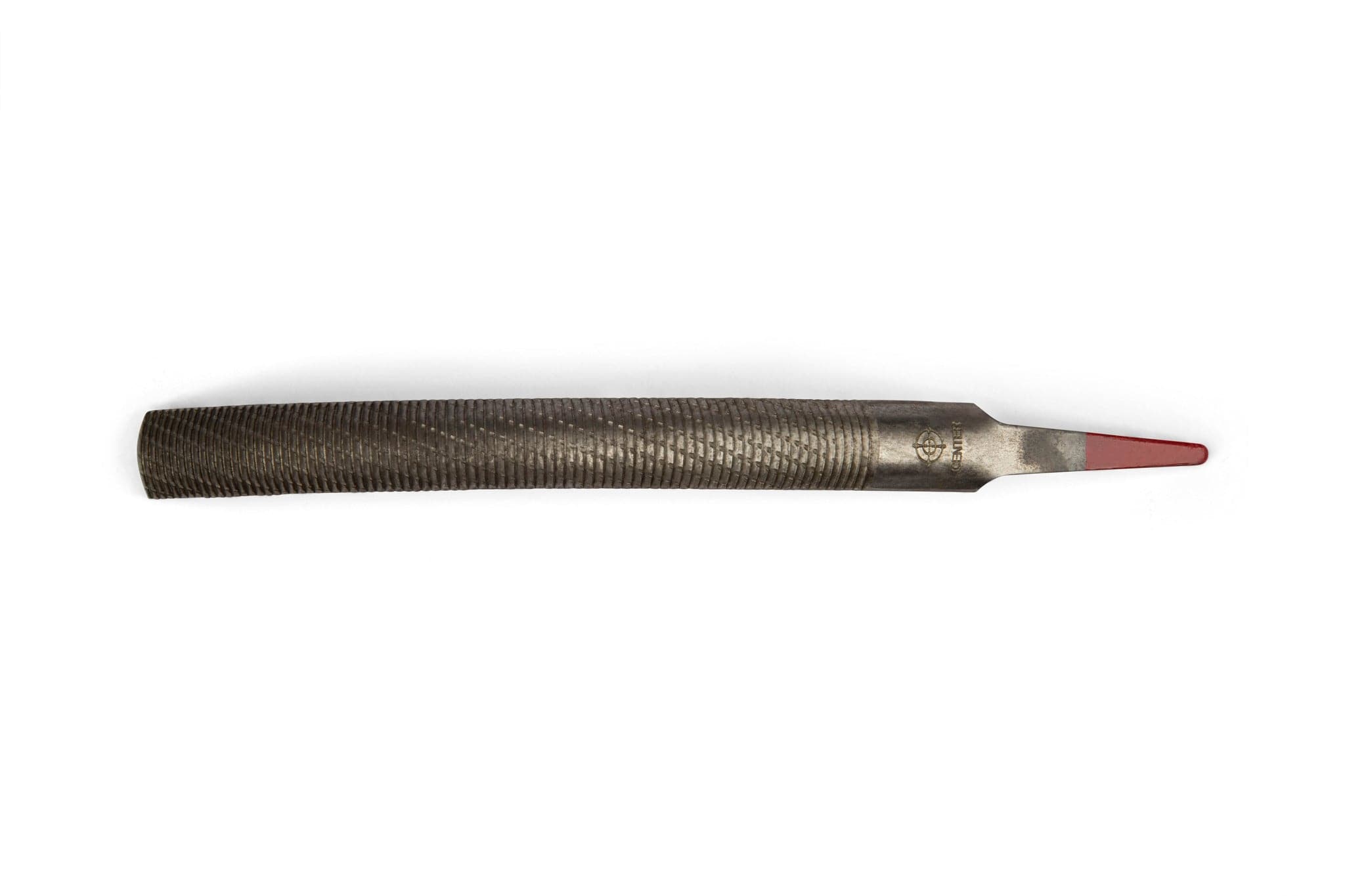 The MARU Iwasaki Curved Half Round Fine Cut features a textured, cylindrical body like a fine cut file, with a flat, slightly tapered tang on one end, isolated against a white background.