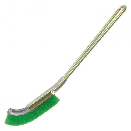 The MARU Japanese File Cleaning Brush features a metal handle, angled head, and green nylon bristles, making it ideal for cleaning files and various surfaces.