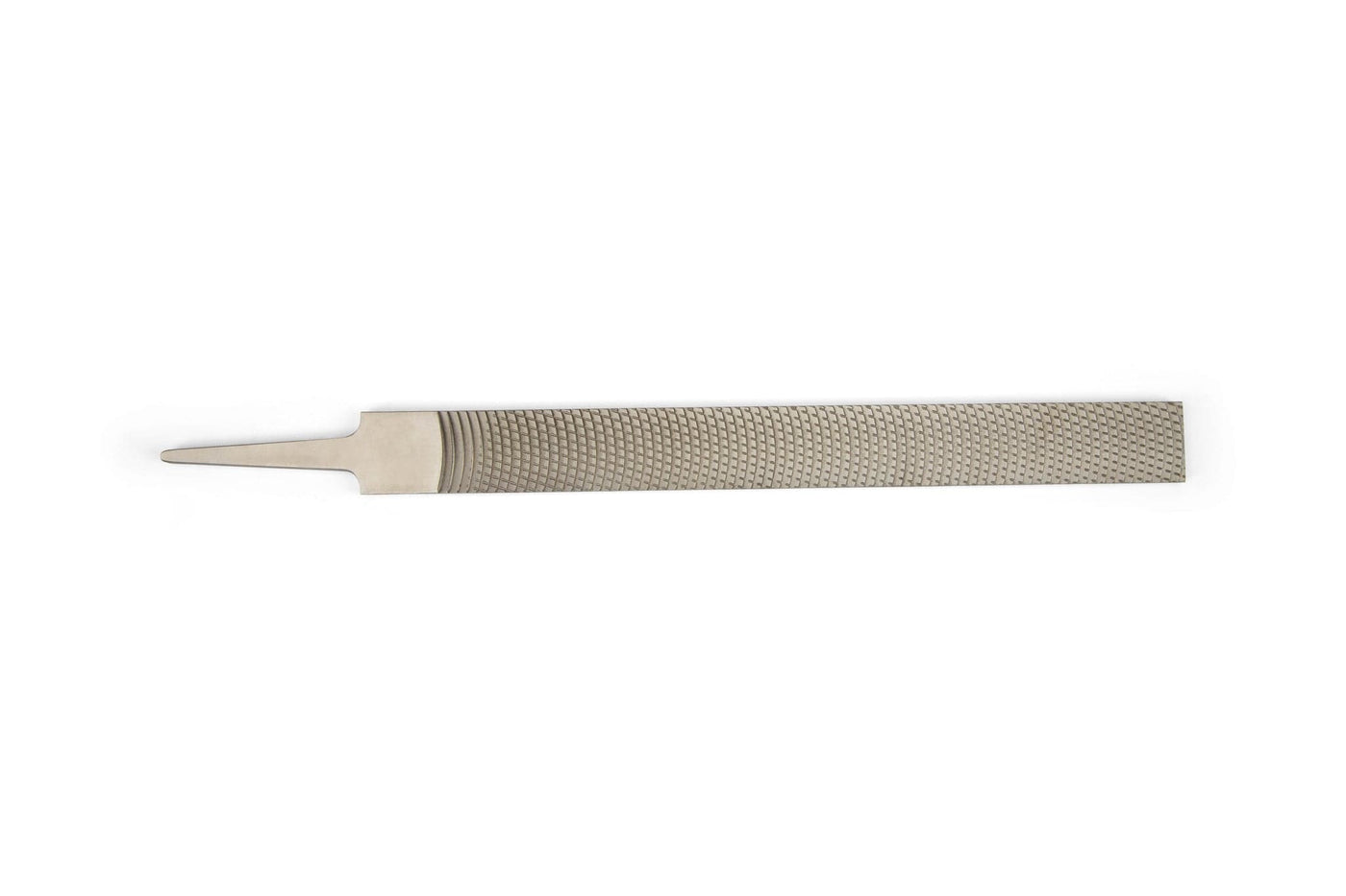 The MARU Iwasaki Flat Coarse Wood File is a 10-inch file with a handle and textured abrasive surface, ideal for smoothing or shaping wood or metal.