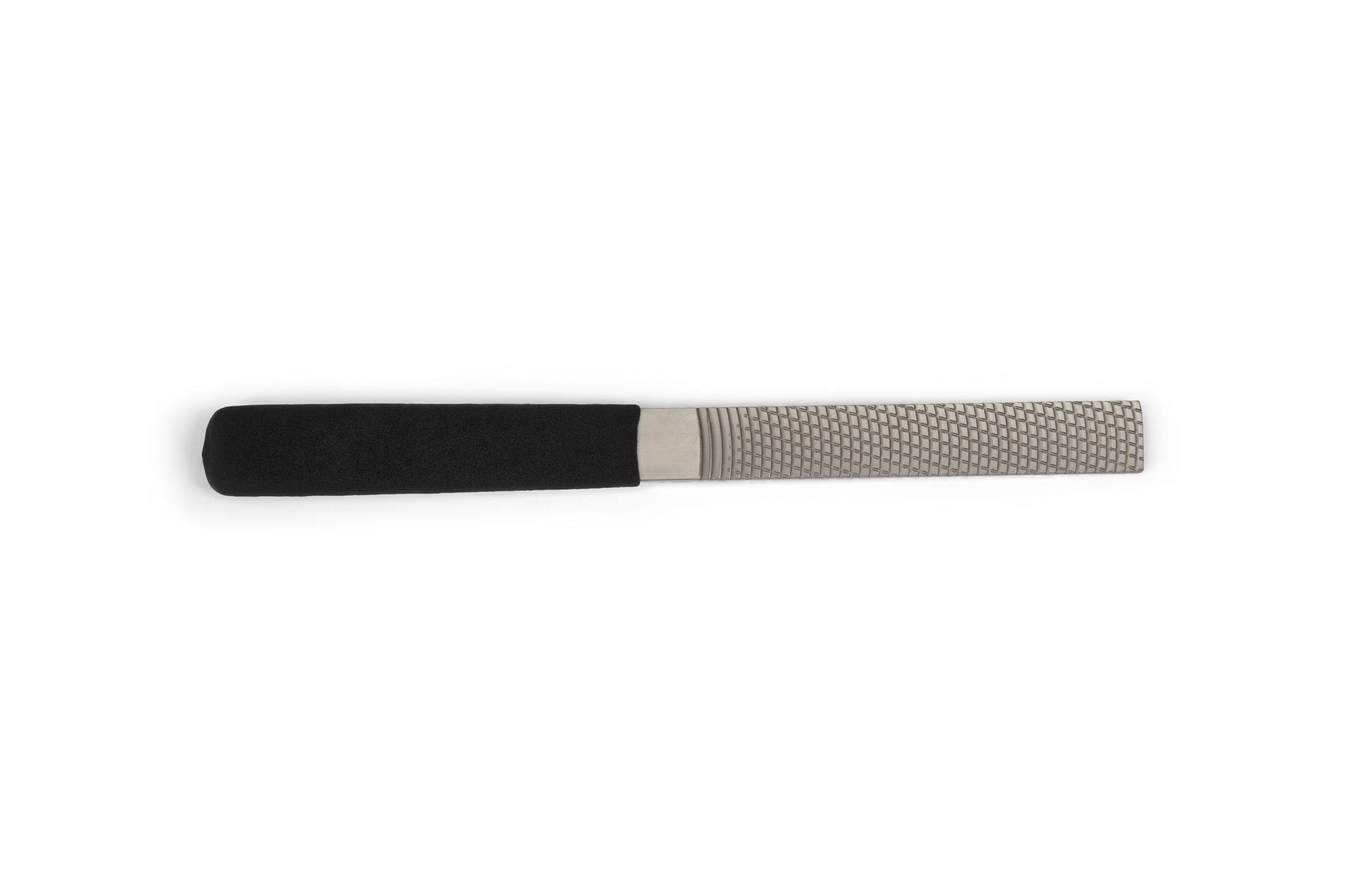 The MARU Iwasaki Flat Medium With Rubber Grip is a Japanese file featuring a textured surface and black rubber handle for efficient material removal, shown on a white background.