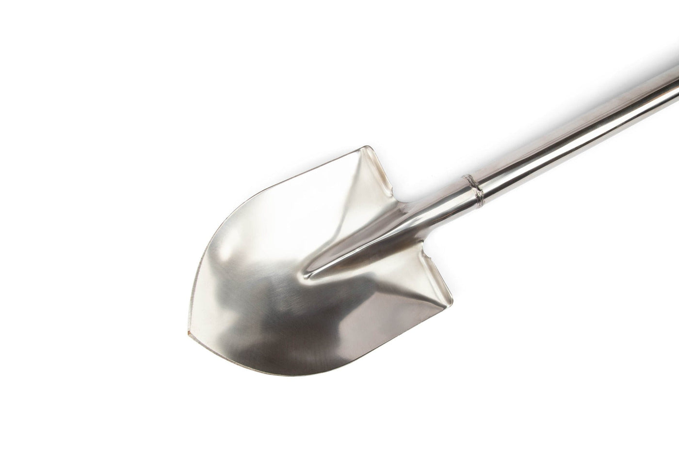The MARU Japanese Asano Stainless Steel Shovel features a pointed blade and long handle, shown here photographed on a white background.