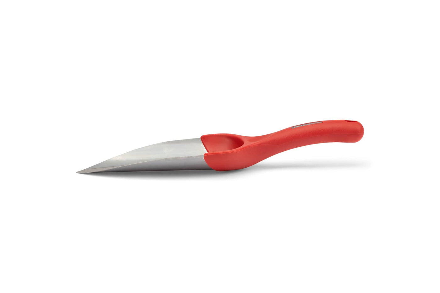 The MARU Japanese Garden Trowel Mont Blanc features a pointed stainless steel blade and a red ergonomic handle, perfect for gardening. Shown against a white background.