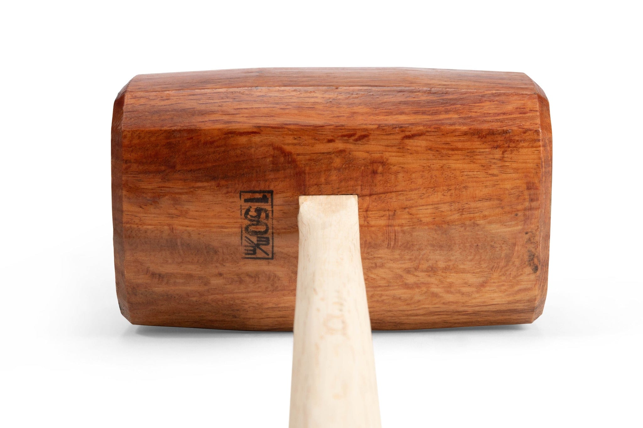 The Commander Mallet by MARU is a large timber joinery tool with a rectangular head and a Kashi Japanese White Oak handle. The mallet, shown front-facing on white, displays the MARU logo on its head.