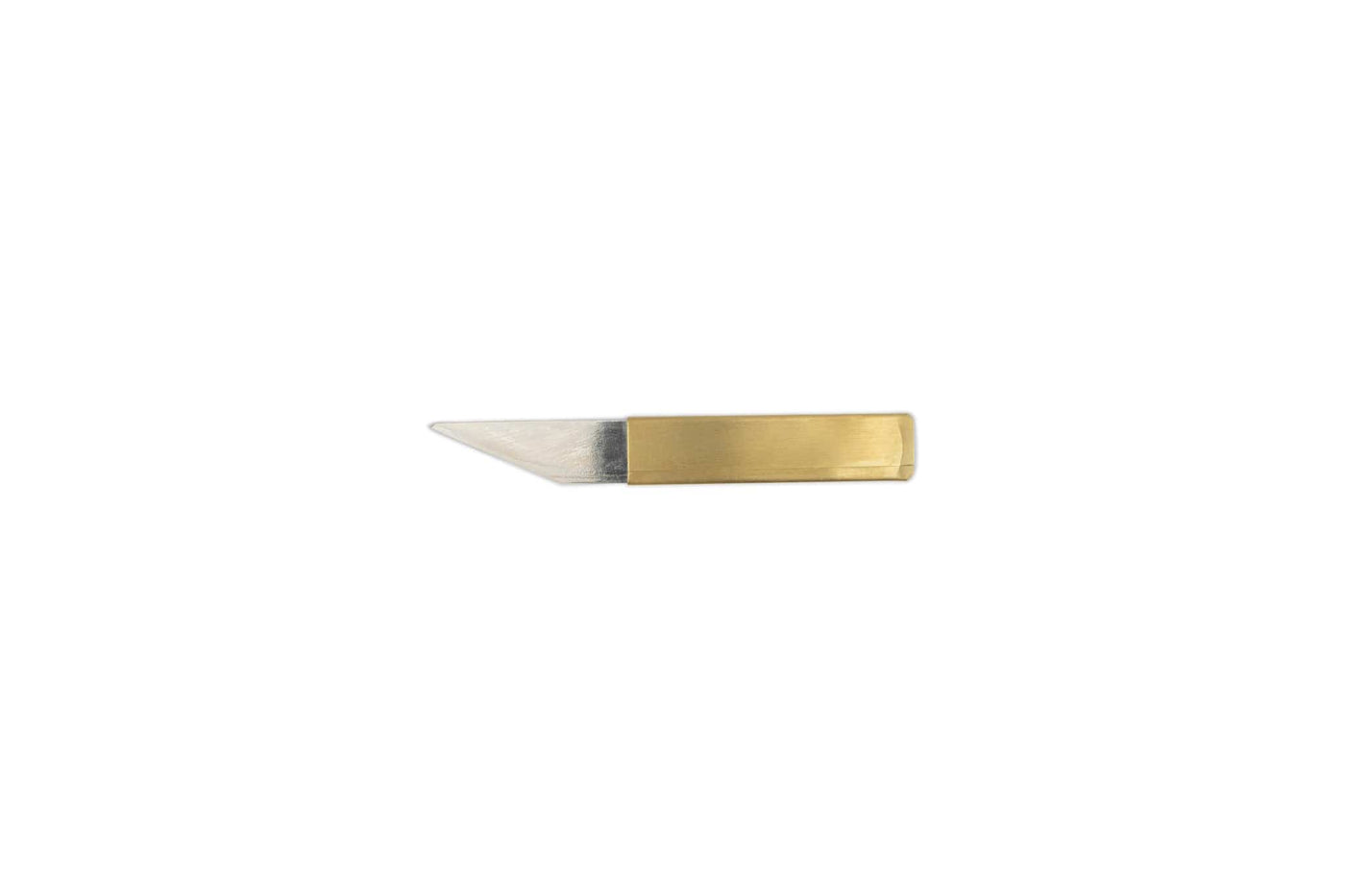 The MARU Japanese Kasaya Marking Knife features a gold rectangular handle and a short, angled silver blade, inspired by traditional Japanese design. Shown isolated on a white background.