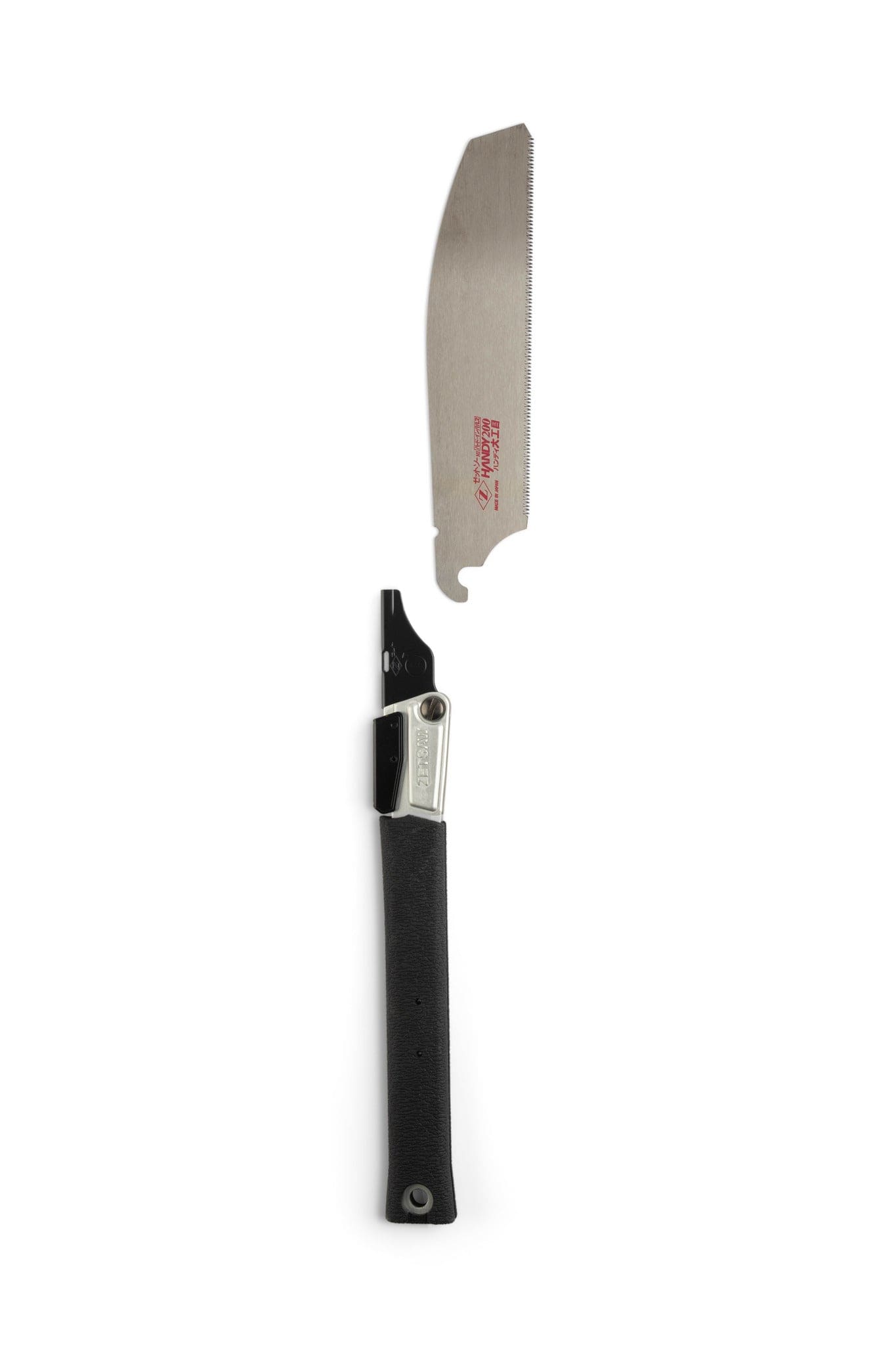 The MARU Z-Saw Folding Japanese Kataba Saw features impulse-hardened teeth and a black handle, shown open against a white background.