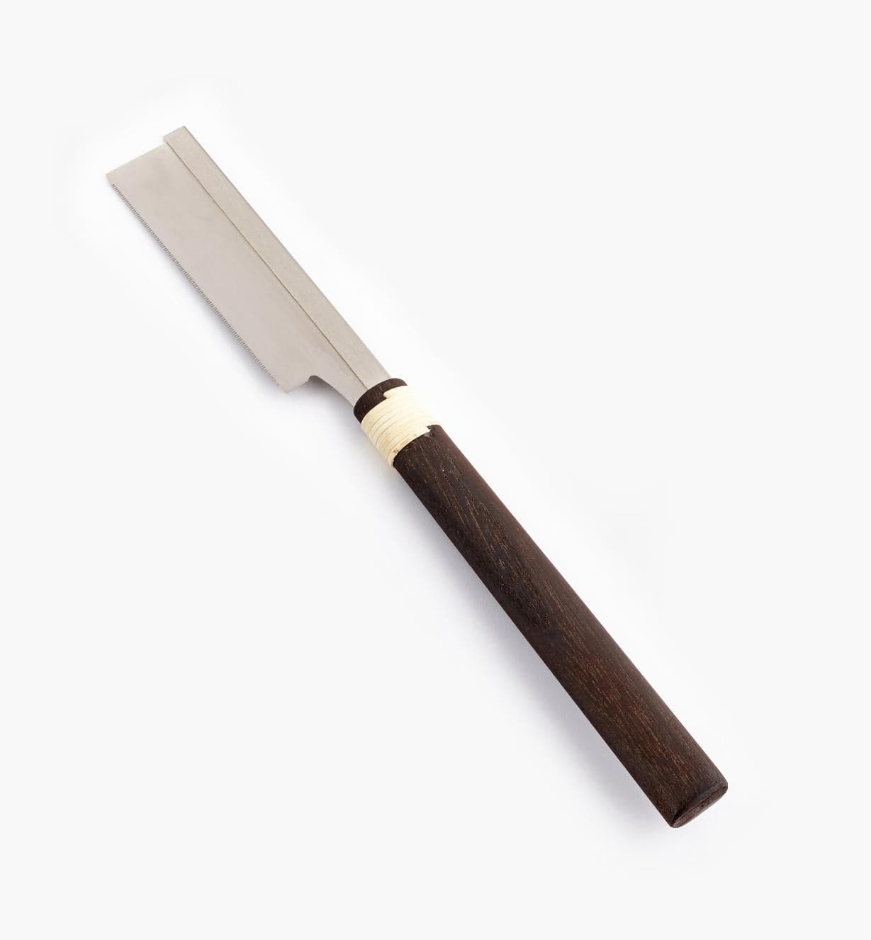 The MARU DOZUKI 120MM features a Japanese-style design with a dark wooden handle and sharp metal blade, made in Japan and isolated on a white background.