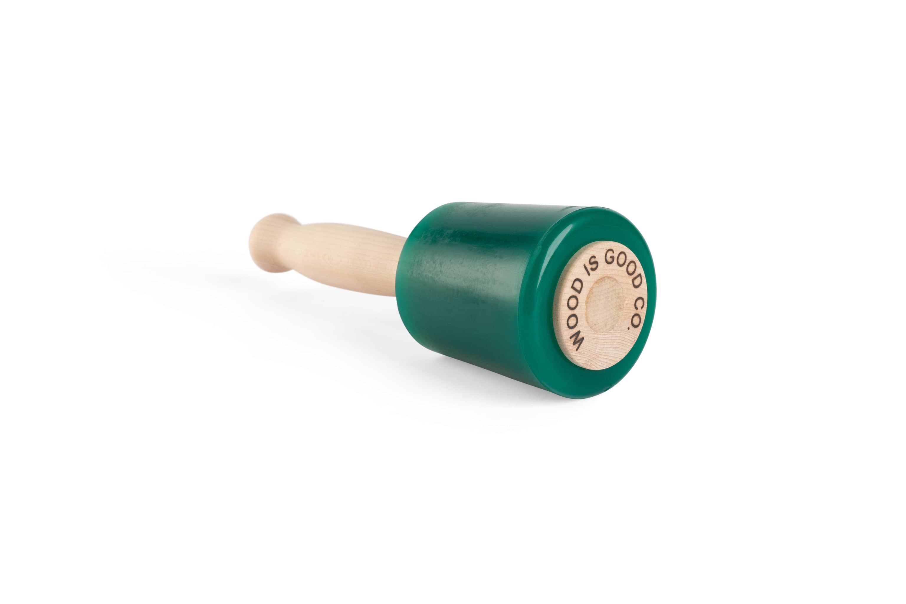The MID Wood Is Good Mallet boasts a urethane head with WOOD IS GOOD CO inscribed on top and is designed with an ergonomic handle for comfort.