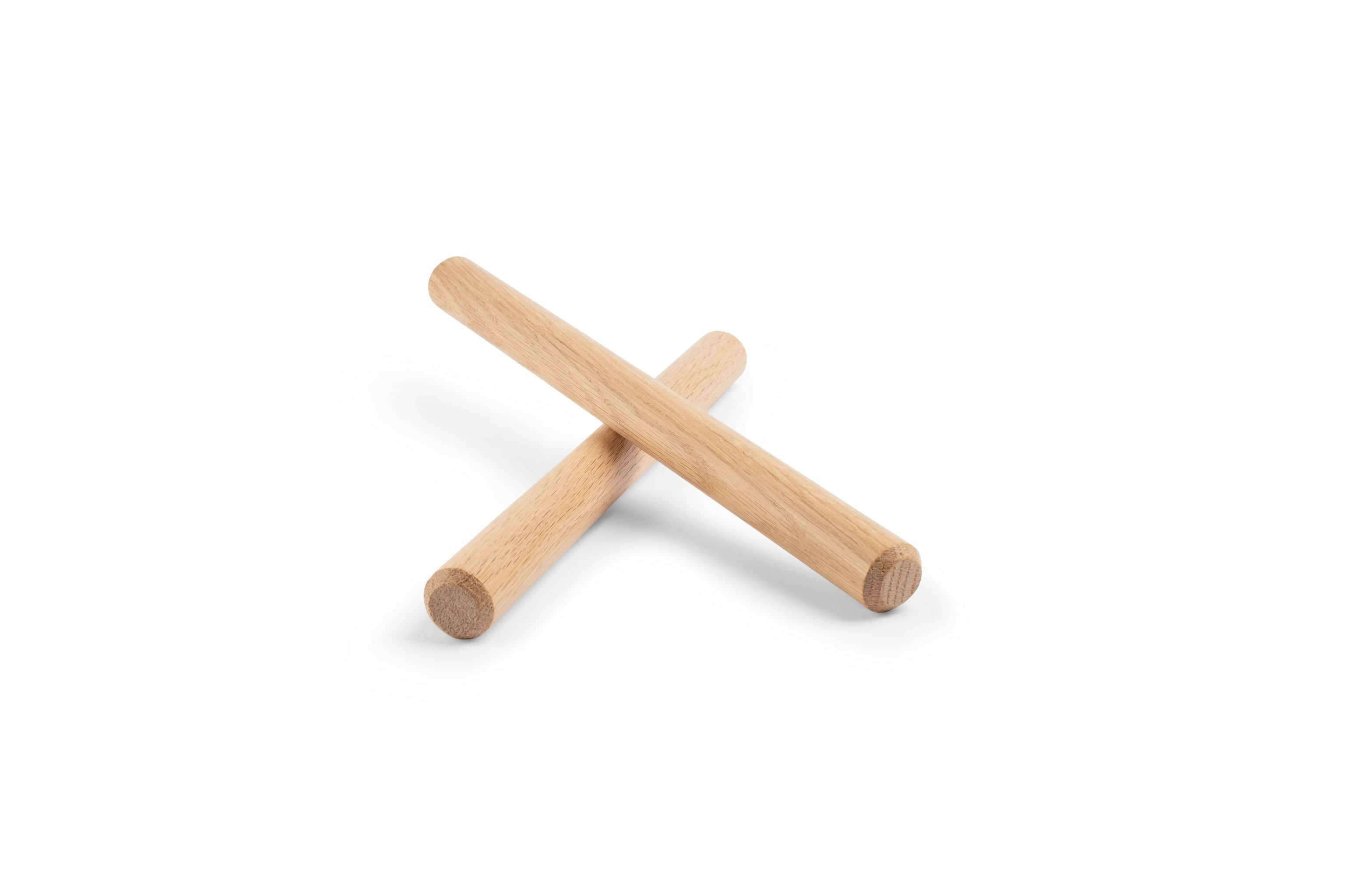 Two Timber Frame Oak Pegs (1-in Diameter) by Northcott Wood Turning are crossed at the center on a plain white background.