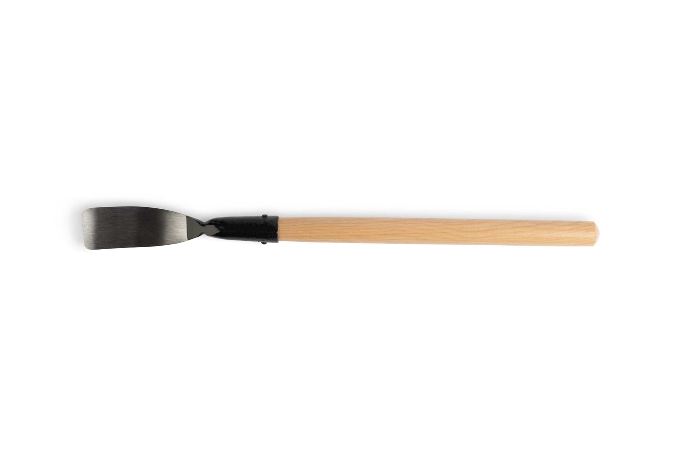 The Peavey Bark Spud by PEA, a straight-edged chisel for bark removal, has a wooden handle and metal blade against a plain white background.