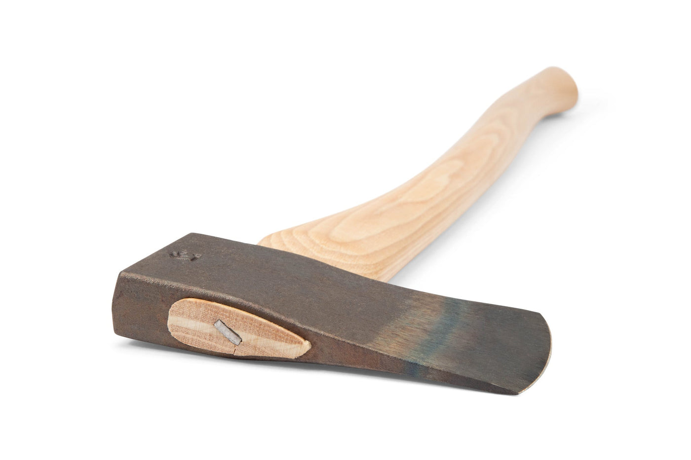 The Peavey Boys Axe with Blade Guard 28-in by PEA features a wide, sharp forged tool steel blade and a sturdy American hickory handle, positioned on a white background with the handle extending back.