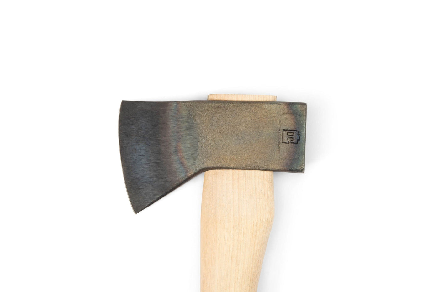 A close-up of the PEA Peavey Hudson Bay Axe with Blade Guard 28-in shows its 5160 steel head with a faint stamp and light wooden handle, photographed on a white background.
