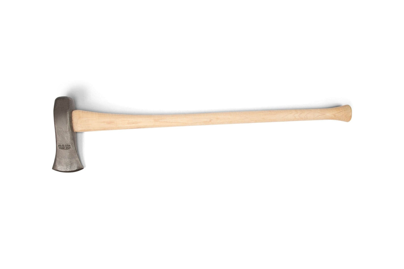 The Peavey Splitting Maul With Blade Guard 36-in by PEA, featuring an axe-eye style and American hickory handle, is shown against a white background.