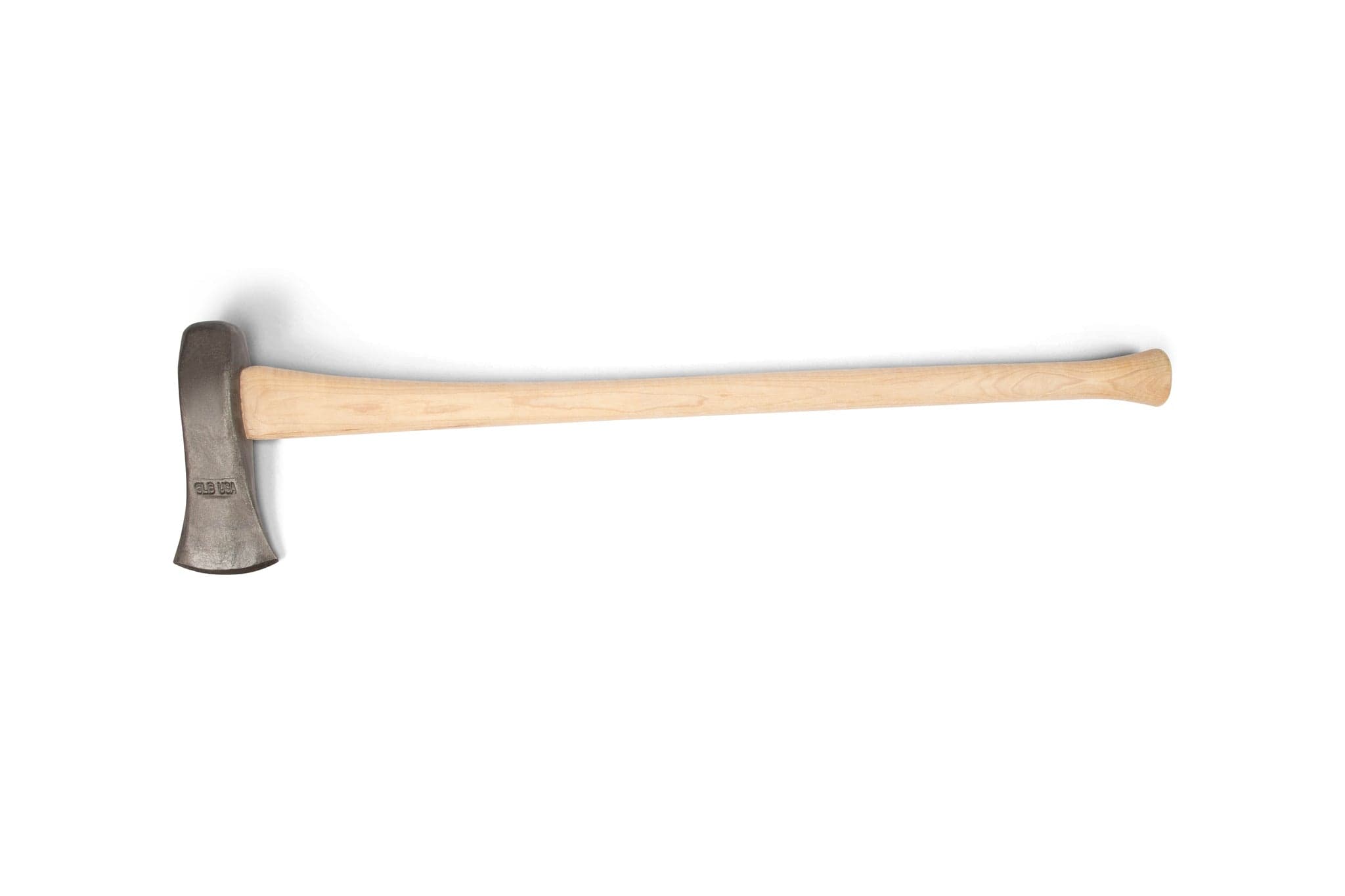 The Peavey Splitting Maul With Blade Guard 36-in by PEA, featuring an axe-eye style and American hickory handle, is shown against a white background.