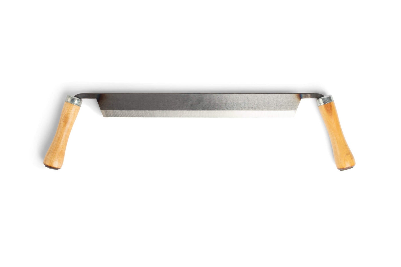 The PEA Peavey Drawshave, known for its durable steel blade and wooden handles on each end, is displayed against a plain white background.