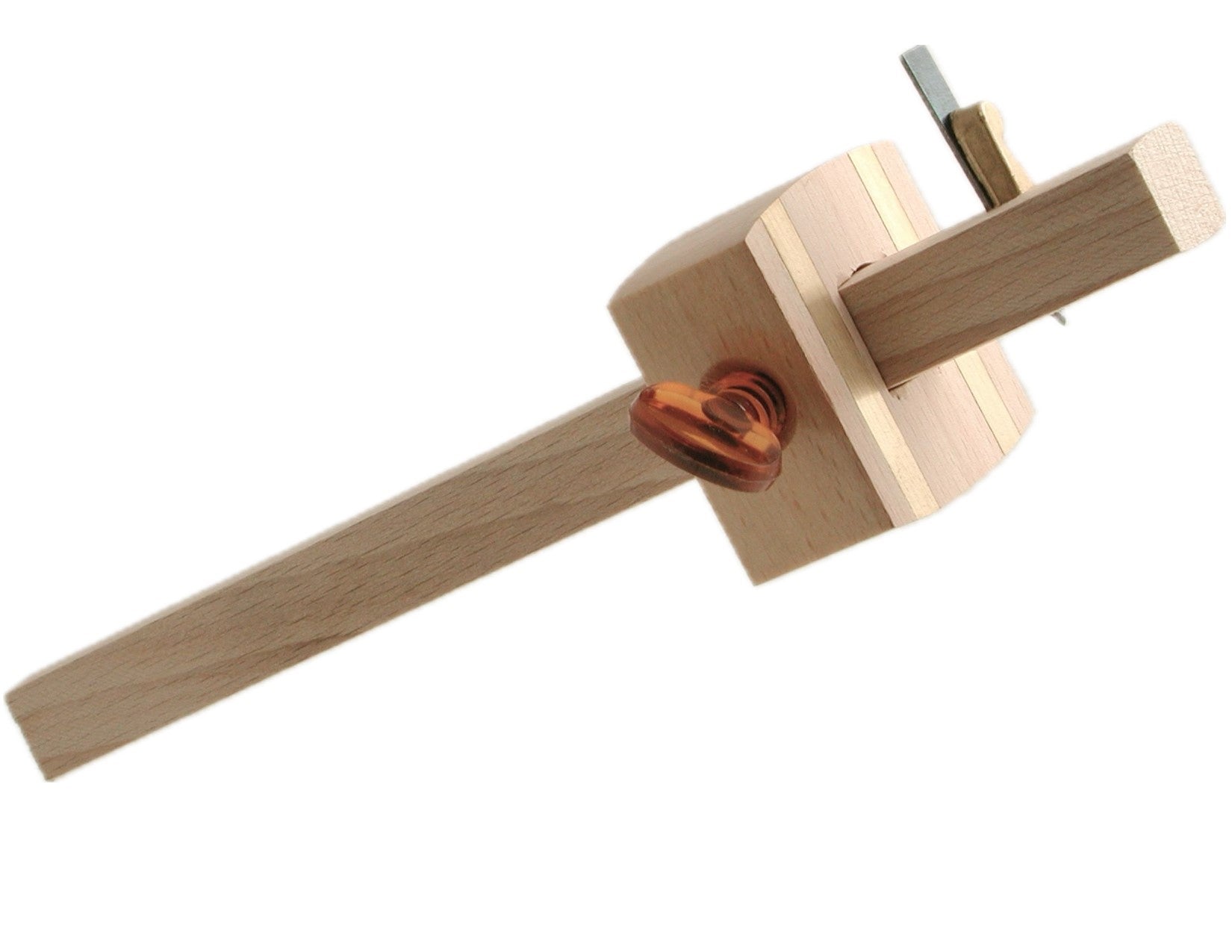 The ROB Beechwood Cutting Marking Gauge features an adjustable arm and a thumbscrew for accurate measurements.