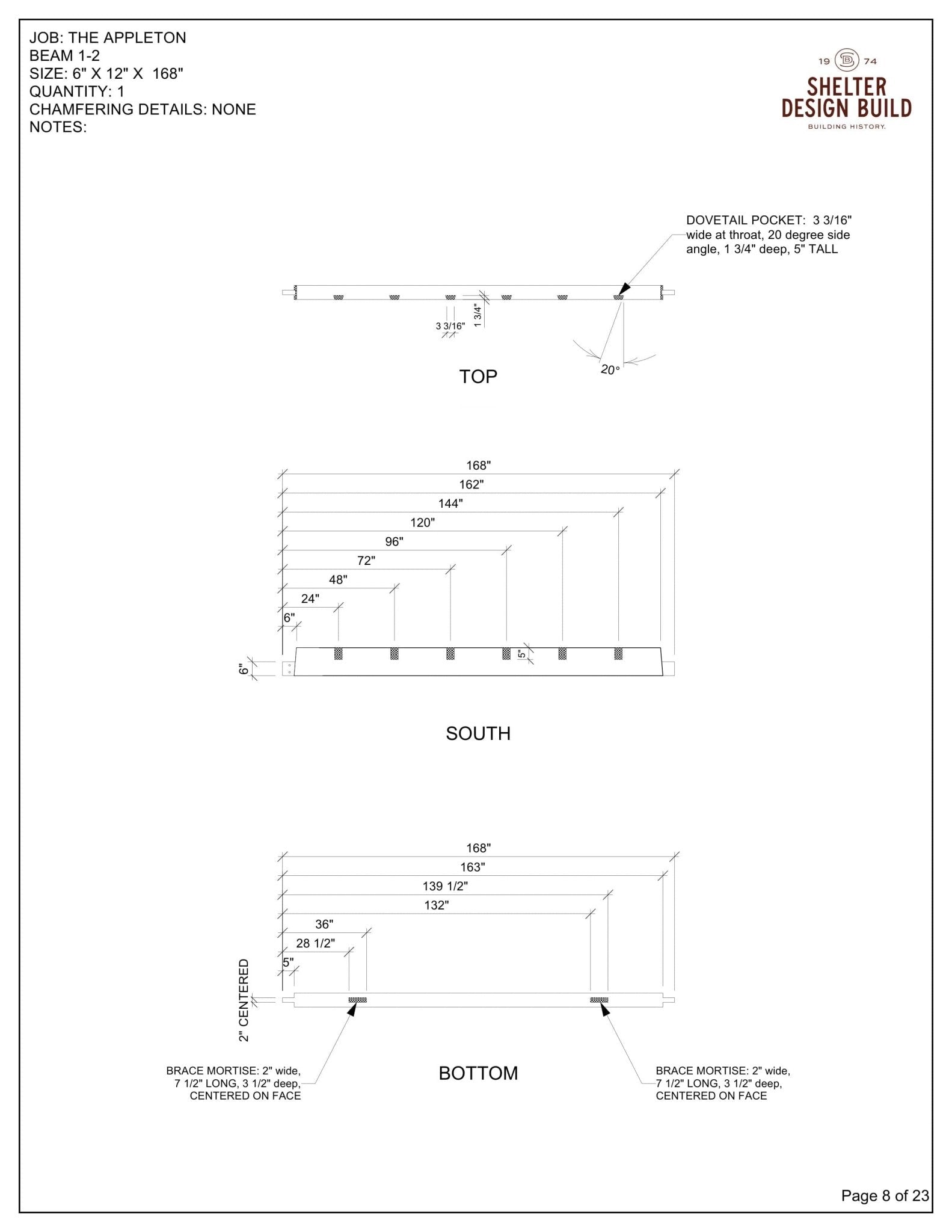 The Appleton 14x20: Timber Frame Plan & Cut Sheet Package Cut Sheets - Shelter Institute