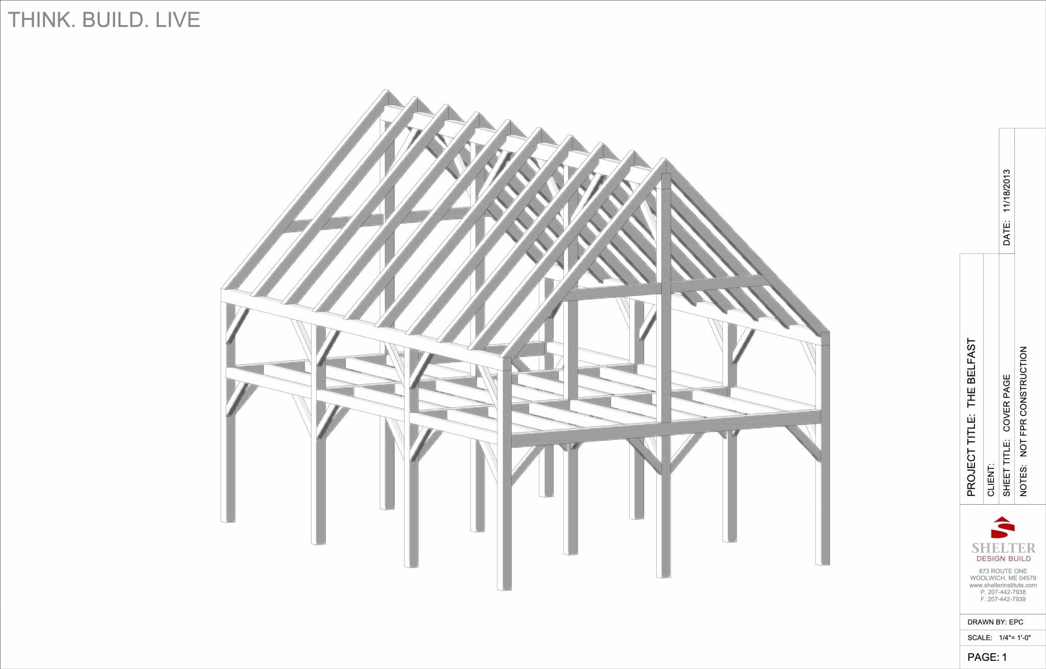 The Belfast 24x36: Timber Frame Plan & Cut Sheet Package Cut Sheets - Shelter Institute