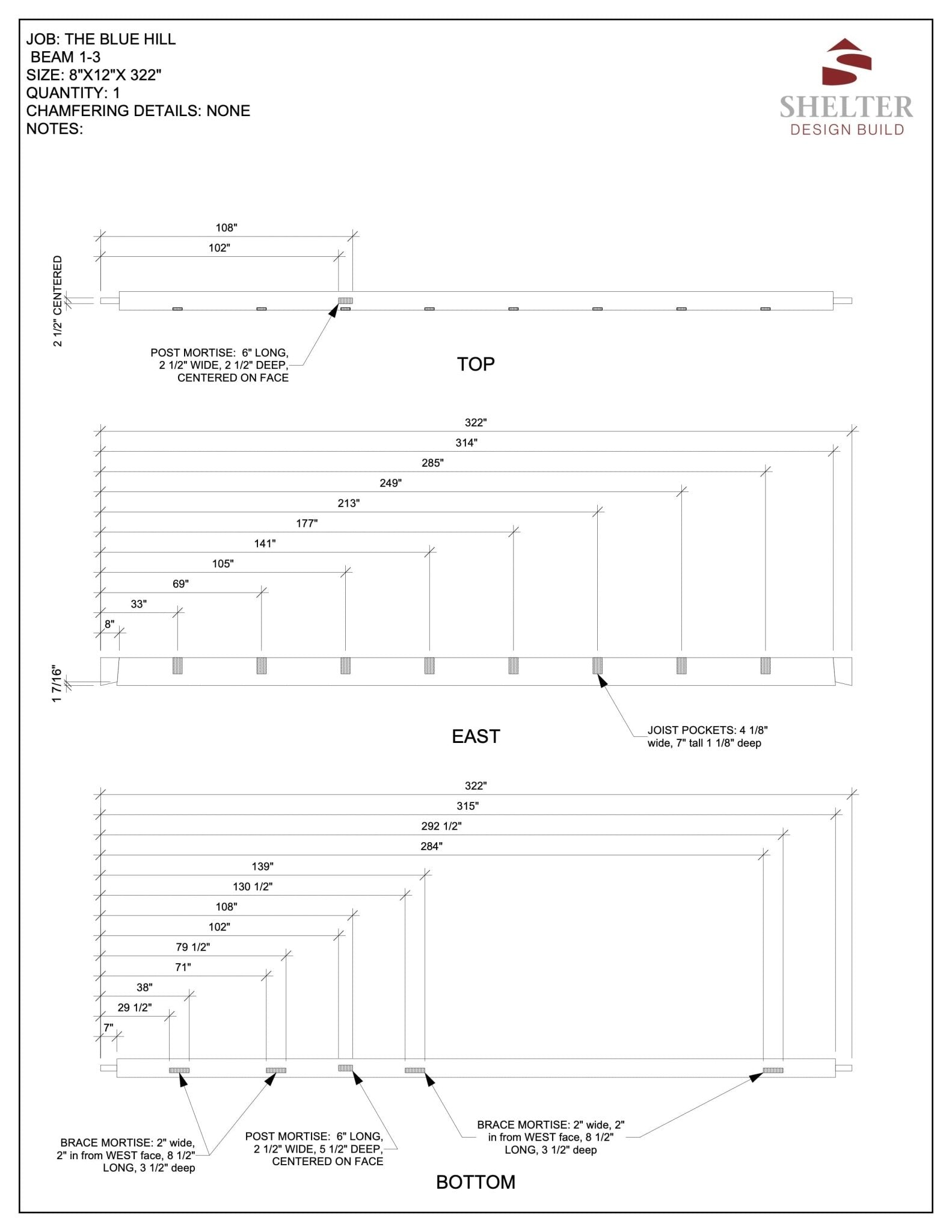 The Blue Hill 28x30: Timber Frame Plan & Cut Sheet Package Cut Sheets - Shelter Institute