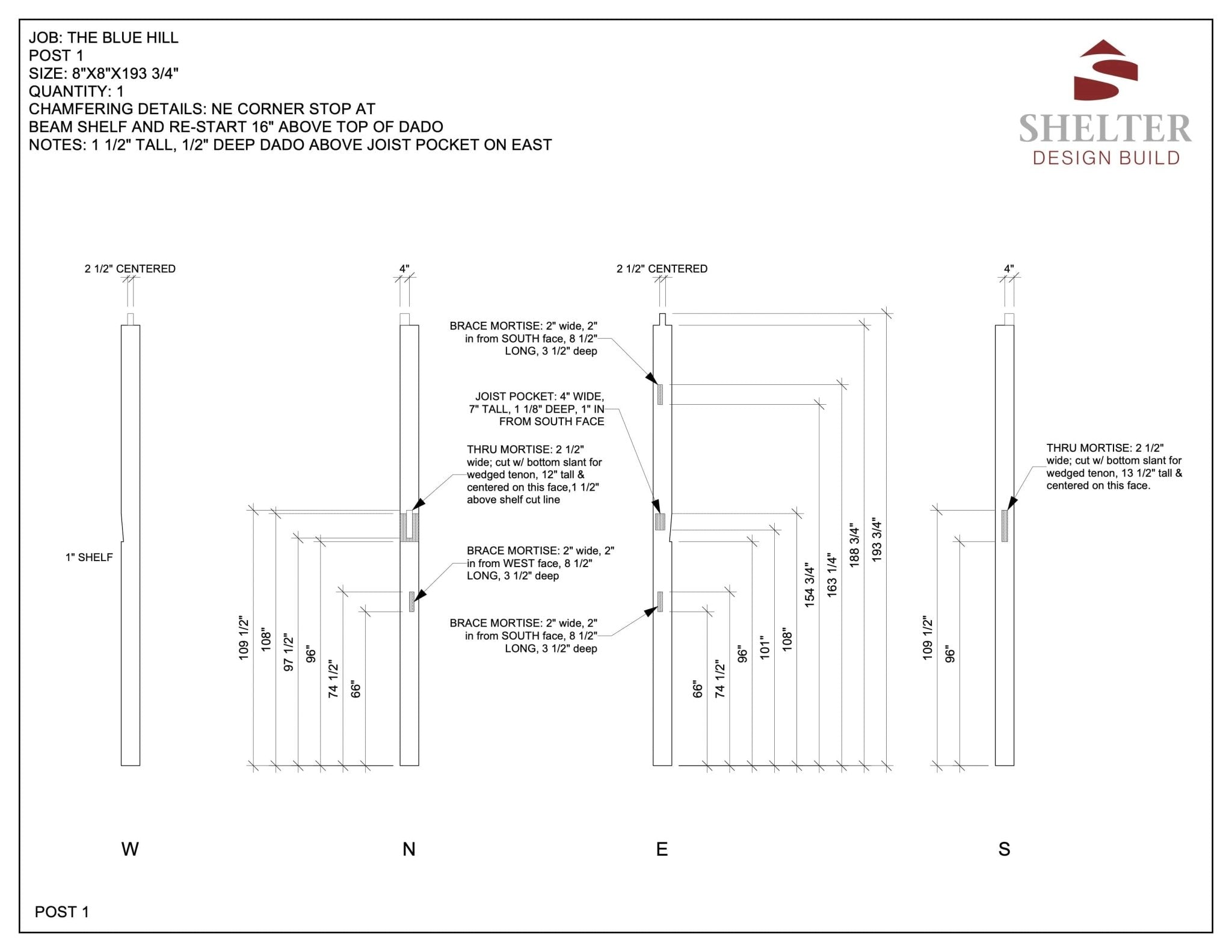 The Blue Hill 28x30: Timber Frame Plan & Cut Sheet Package Cut Sheets - Shelter Institute
