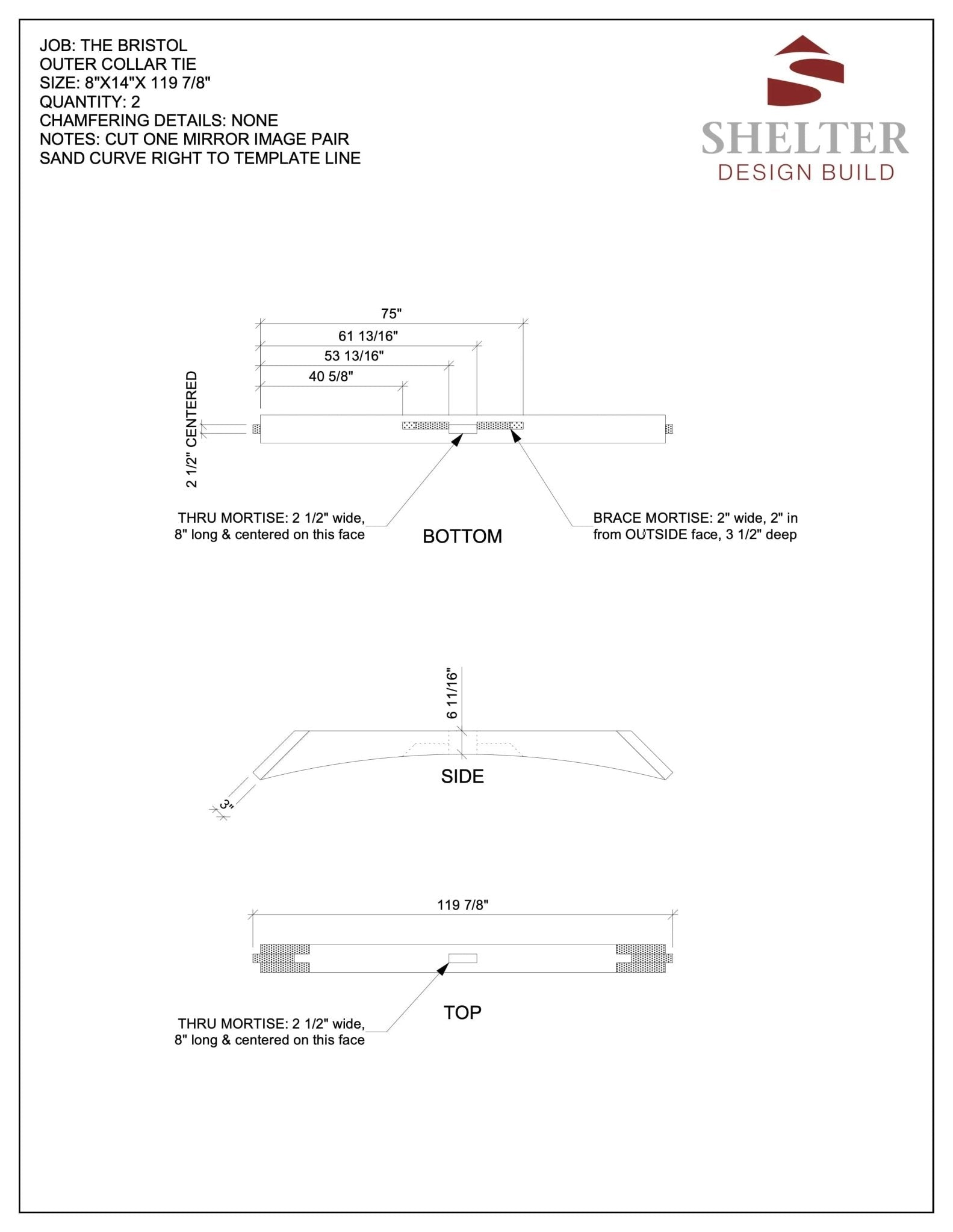 The Bristol 20x20: Timber Frame Plan & Cut Sheet Package Cut Sheets - Shelter Institute