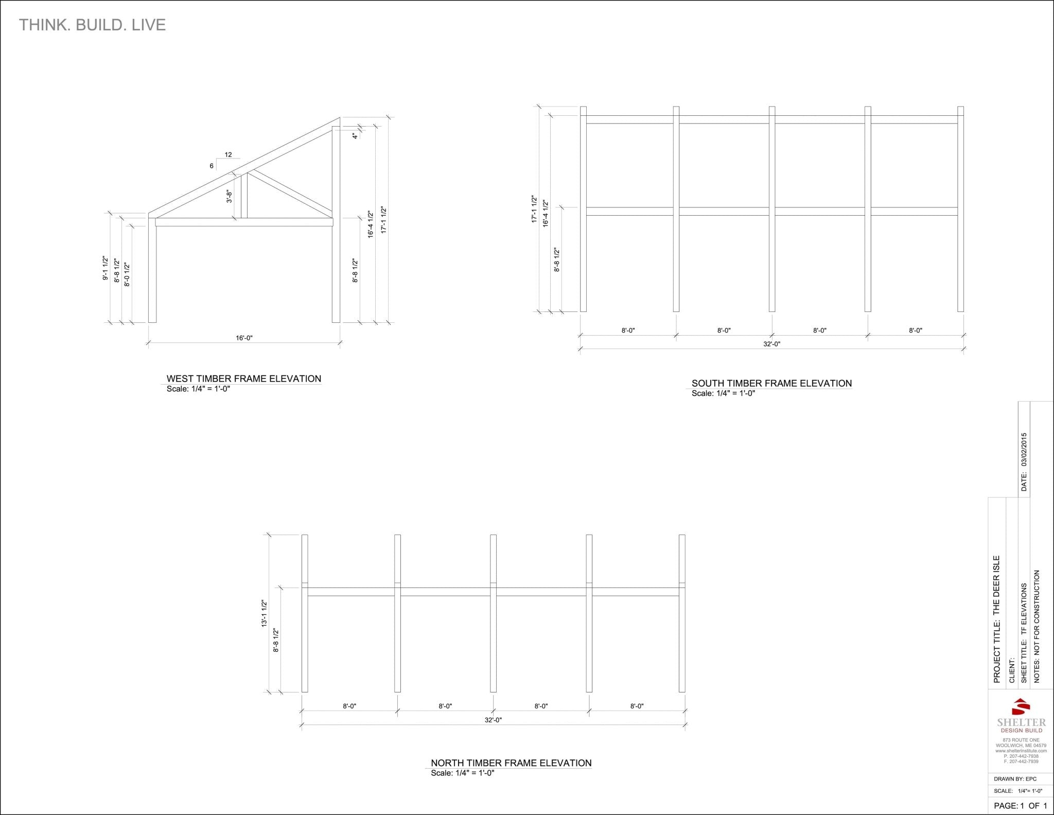 The Deer Isle 16x32: Timber Frame Plan & Cut Sheet Package Cut Sheets - Shelter Institute