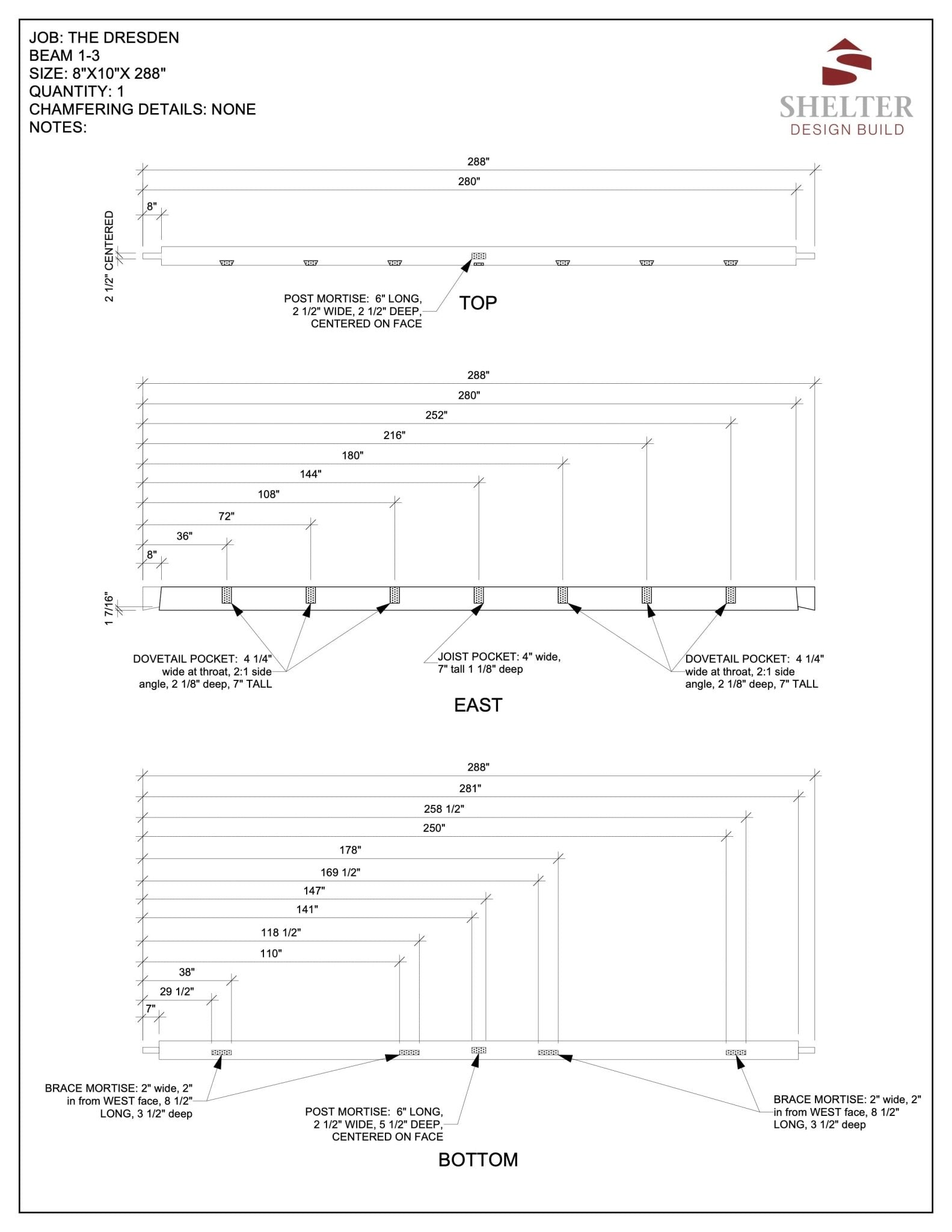 The Dresden 24x48: Timber Frame Plan & Cut Sheet Package Cut Sheets - Shelter Institute