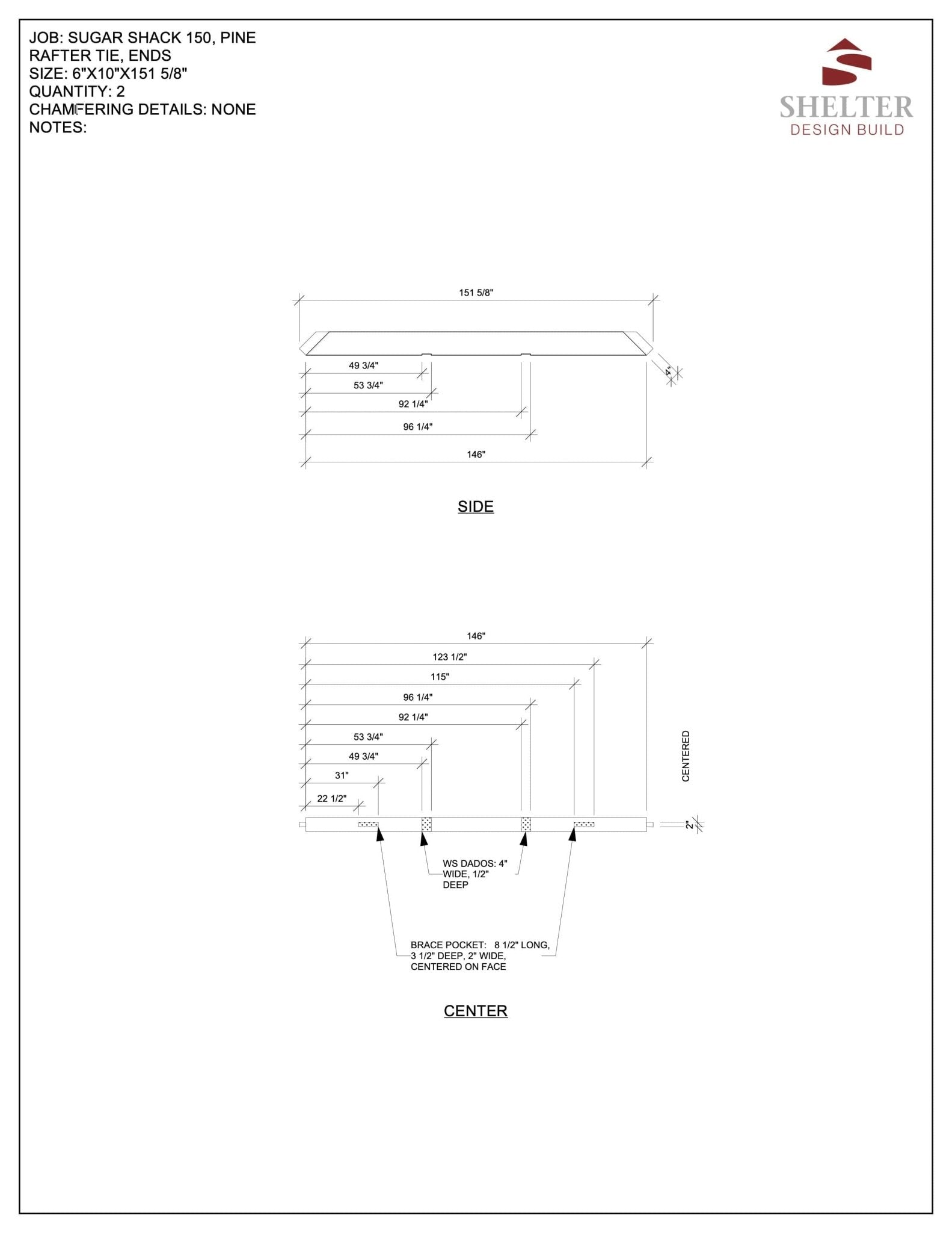 The Somerset 14x16: Timber Frame Plan & Cut Sheet Package Cut Sheets - Shelter Institute