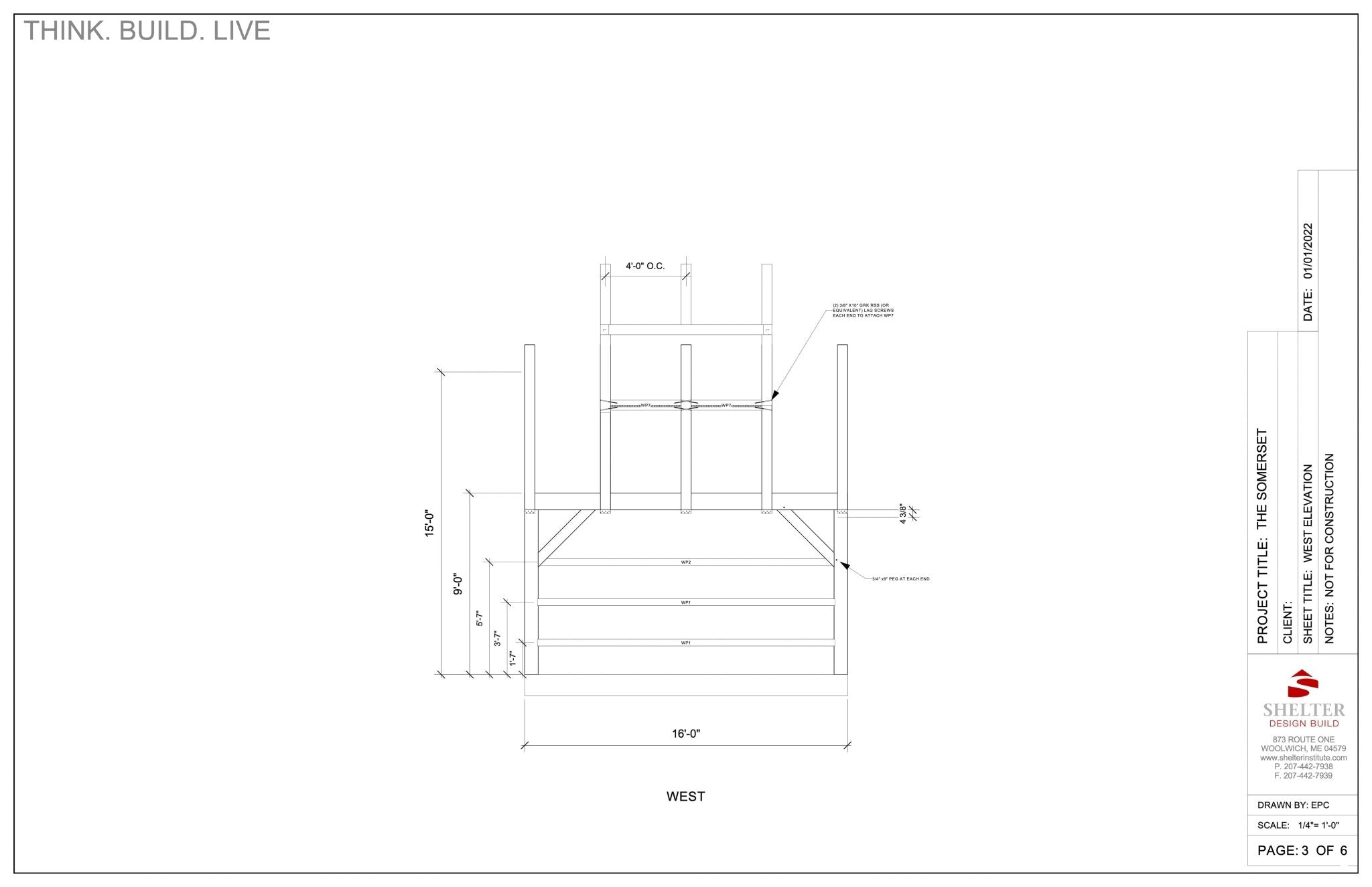 The Somerset 14x16: Timber Frame Plan & Cut Sheet Package Cut Sheets - Shelter Institute