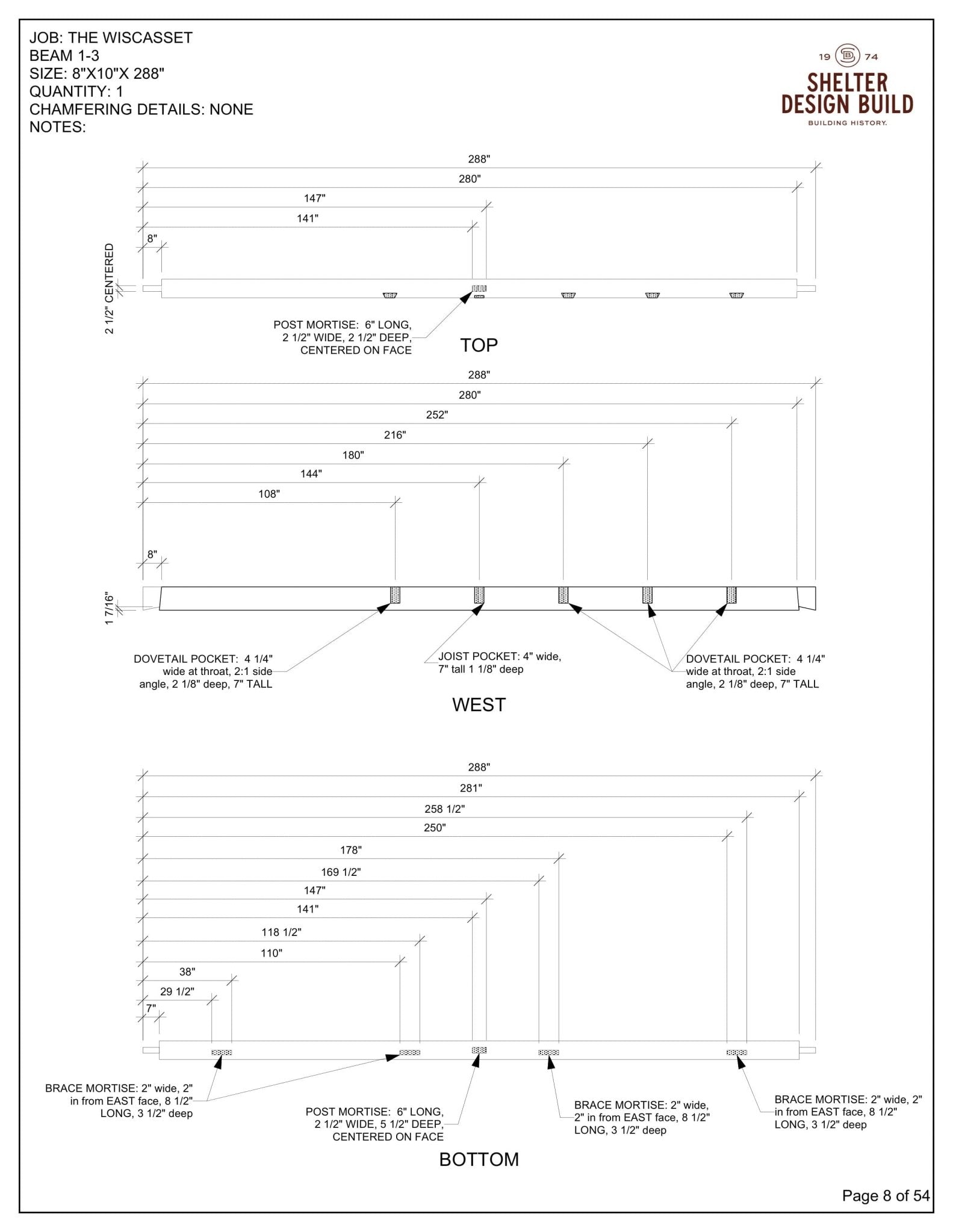 The Wiscasset 36x36: Timber Frame Plan & Cut Sheet Package Cut Sheets - Shelter Institute